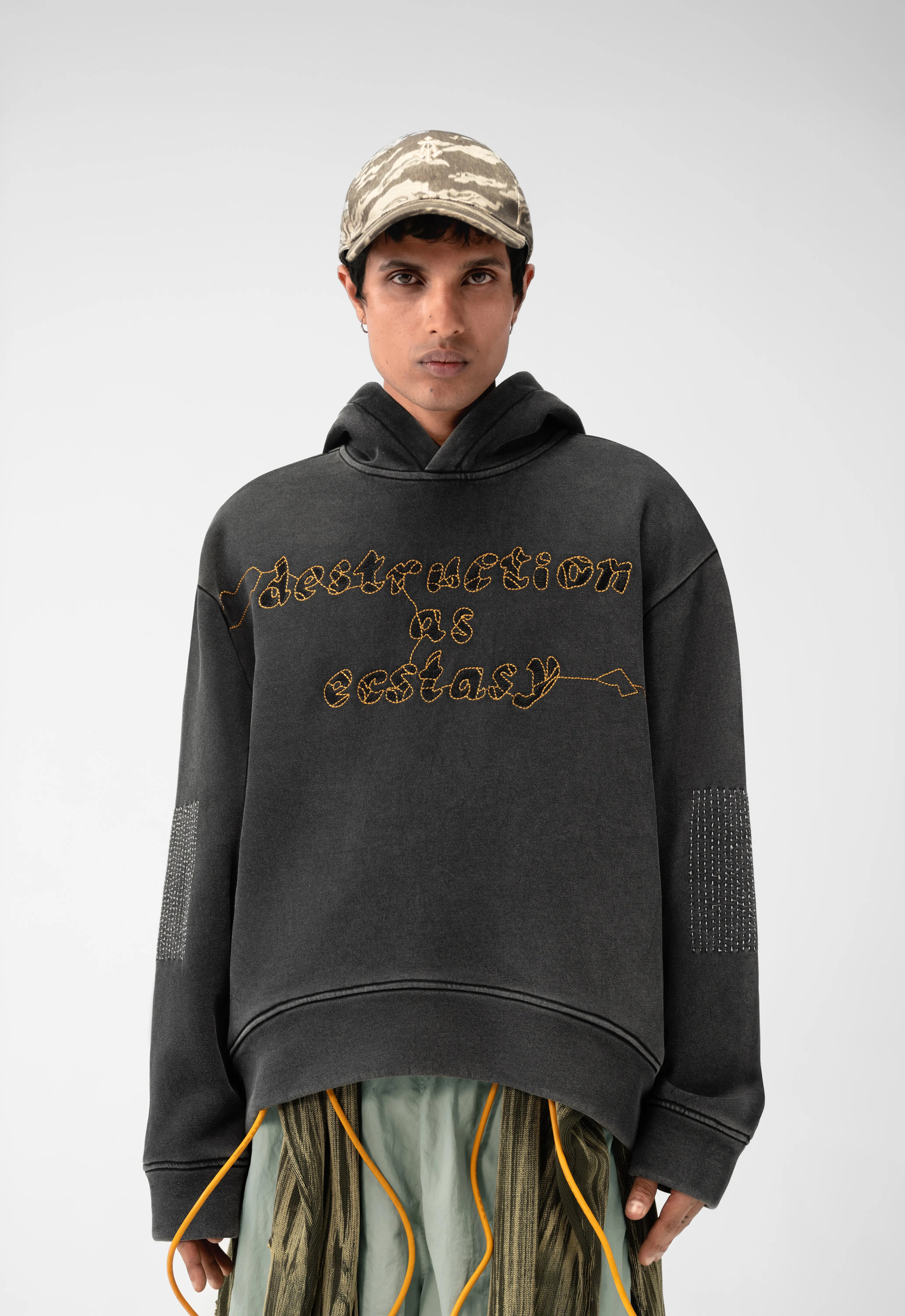 Destruction as Ecstasy Embroidered Cropped Hoodie