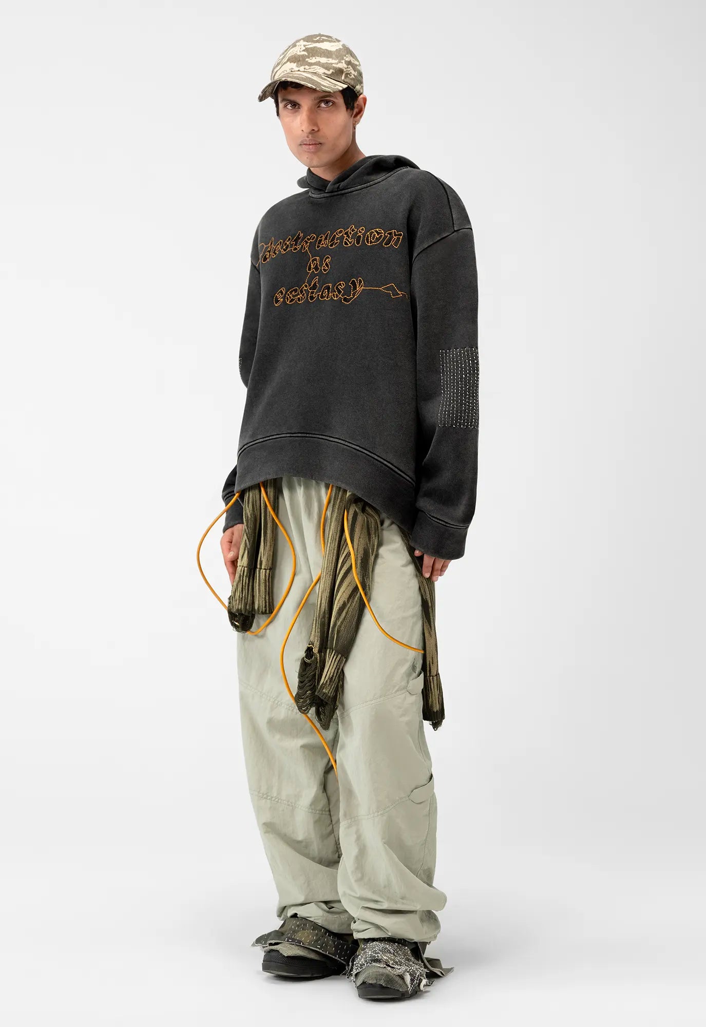 Destruction as Ecstasy Embroidered Cropped Hoodie