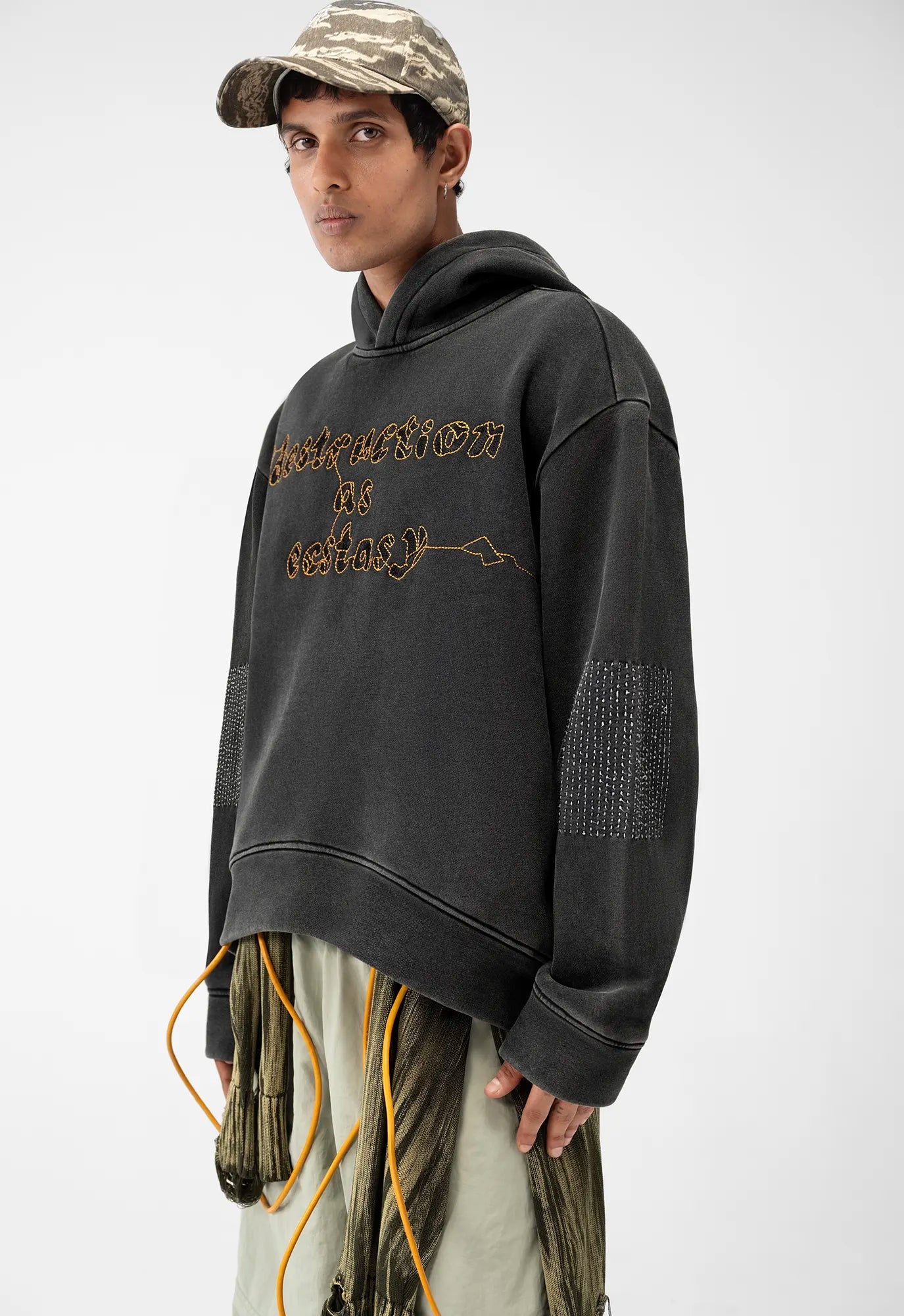 Destruction as Ecstasy Embroidered Cropped Hoodie