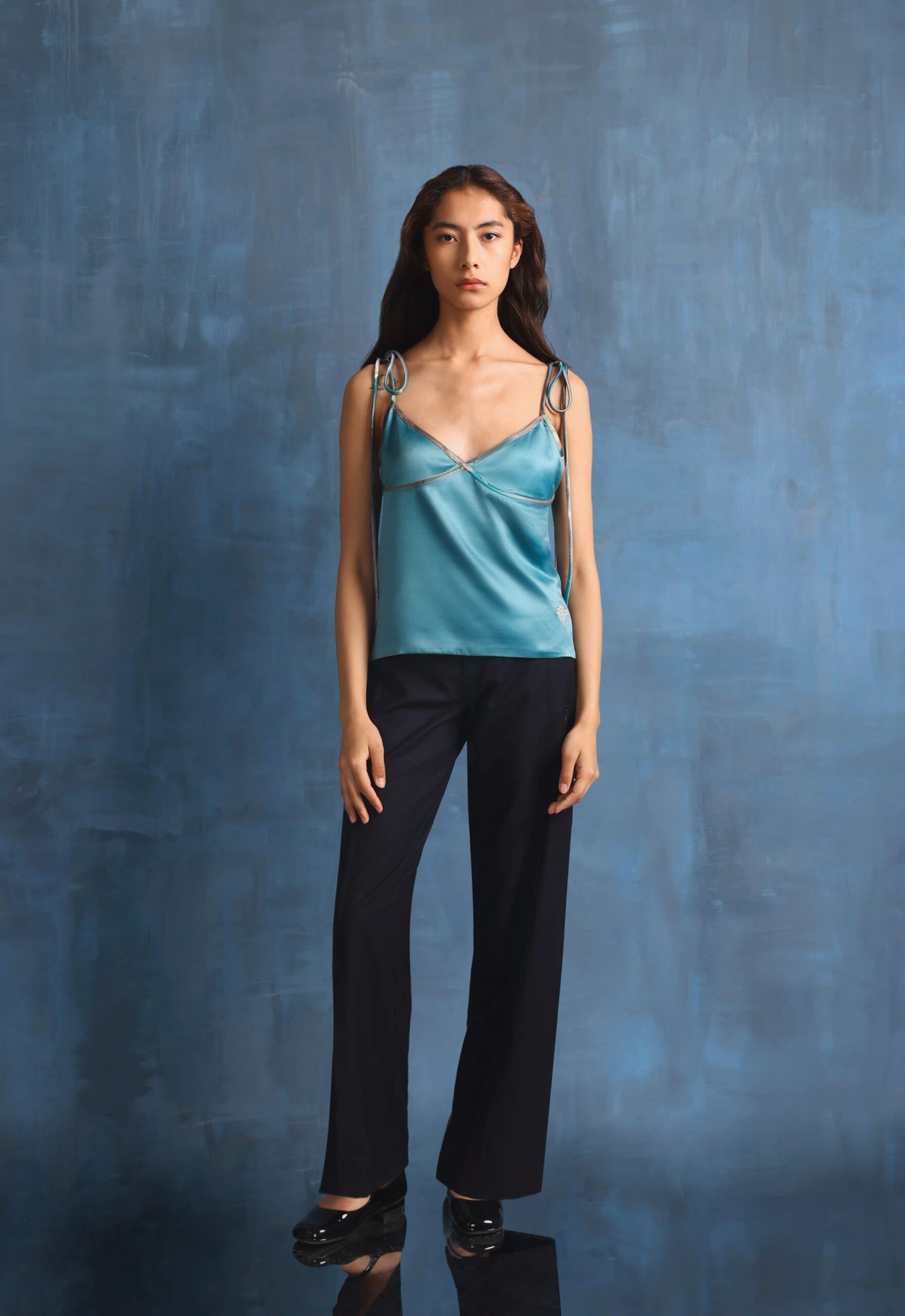 Cami Top In Marine With Noodle Straps