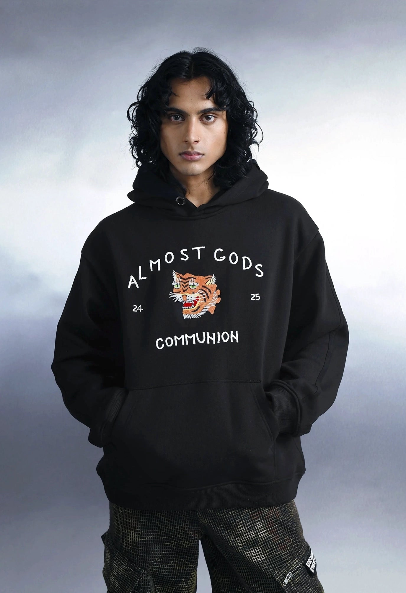 Saigon Hand Embroidered Hoodie In Black