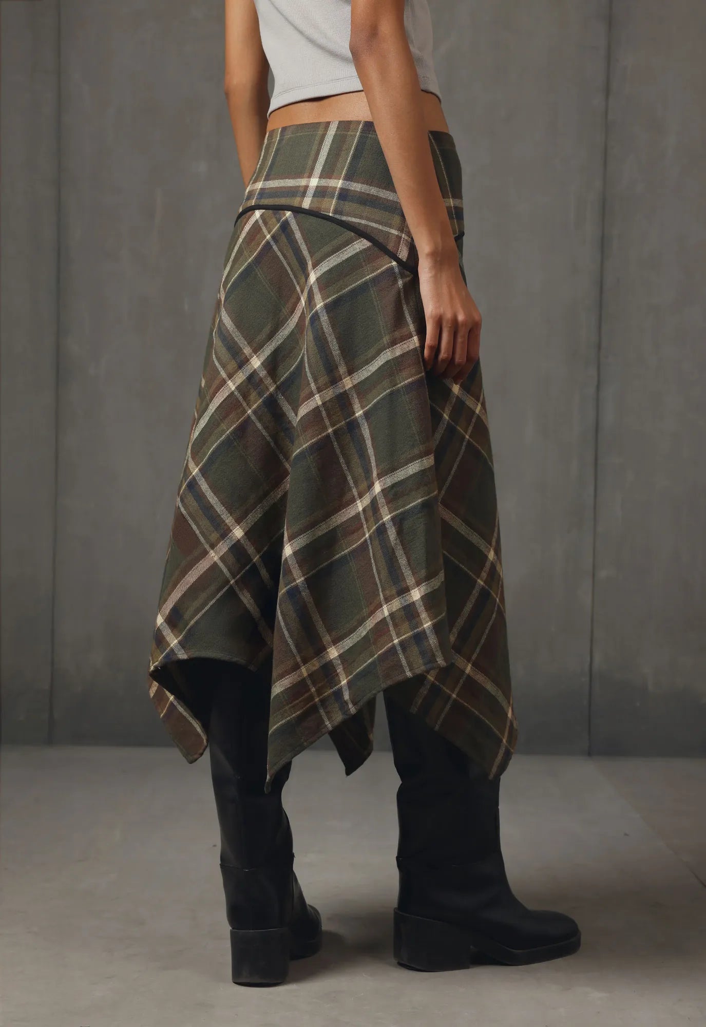 Plaid Panel Skirt