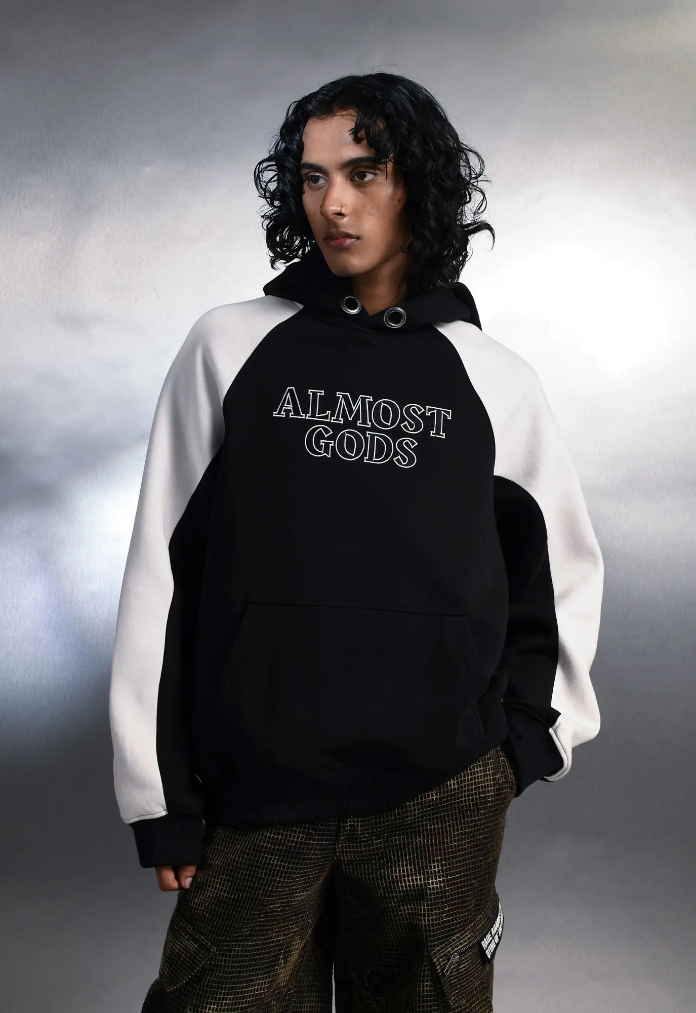 Logo Panel Hoodie In Black And White