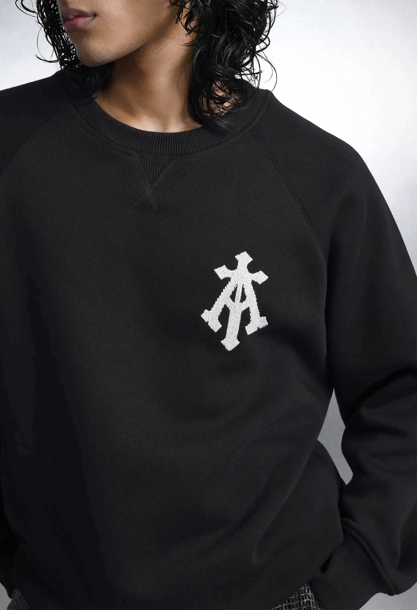 Alpha Cross Hand Embroidered Aari Sweatshirt In Black