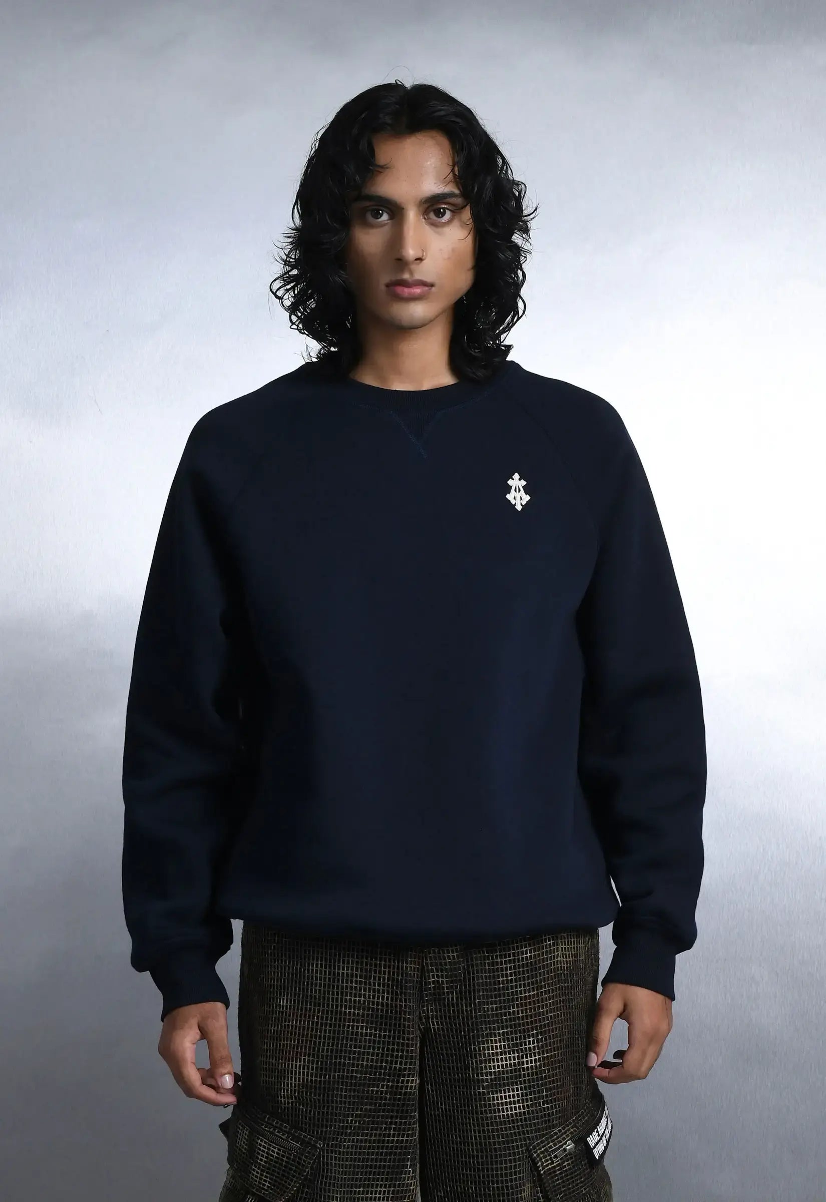 Alpha Cross Embroidered Sweatshirt In Navy