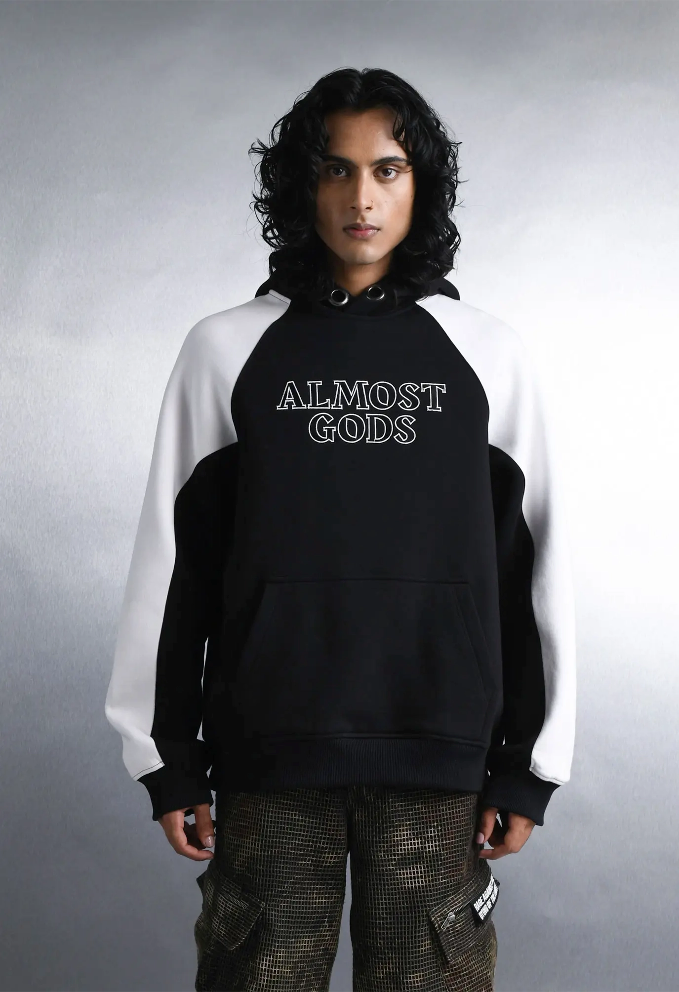 Logo Panel Hoodie In Black And White