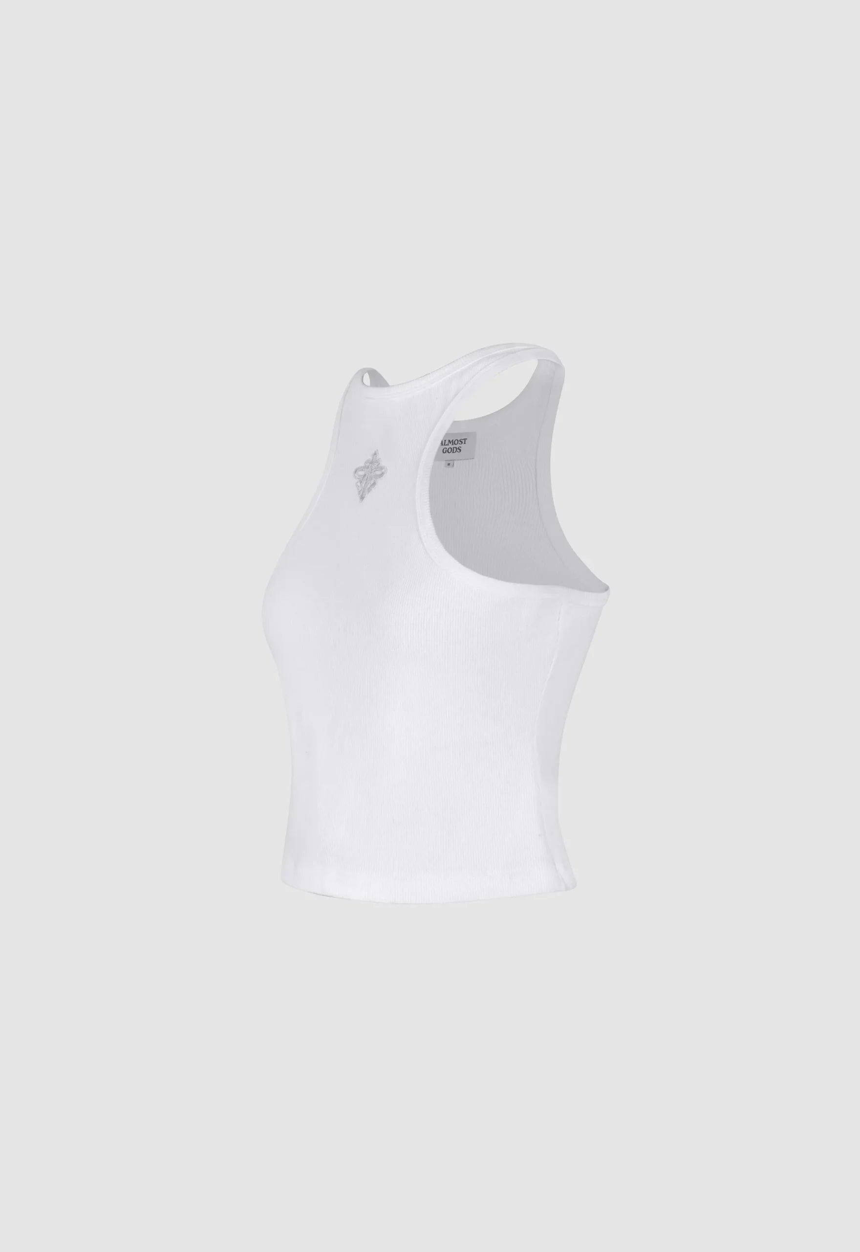 Alpha Cross Ribbed Tank In White