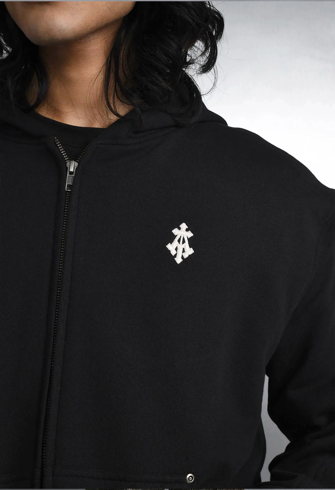 Alpha Cross Embroidered Zip Hoodie