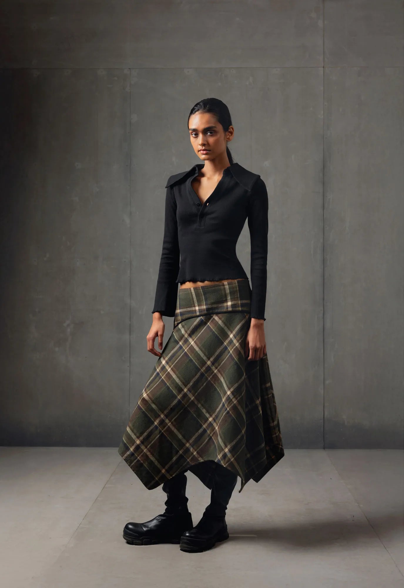 Plaid Panel Skirt