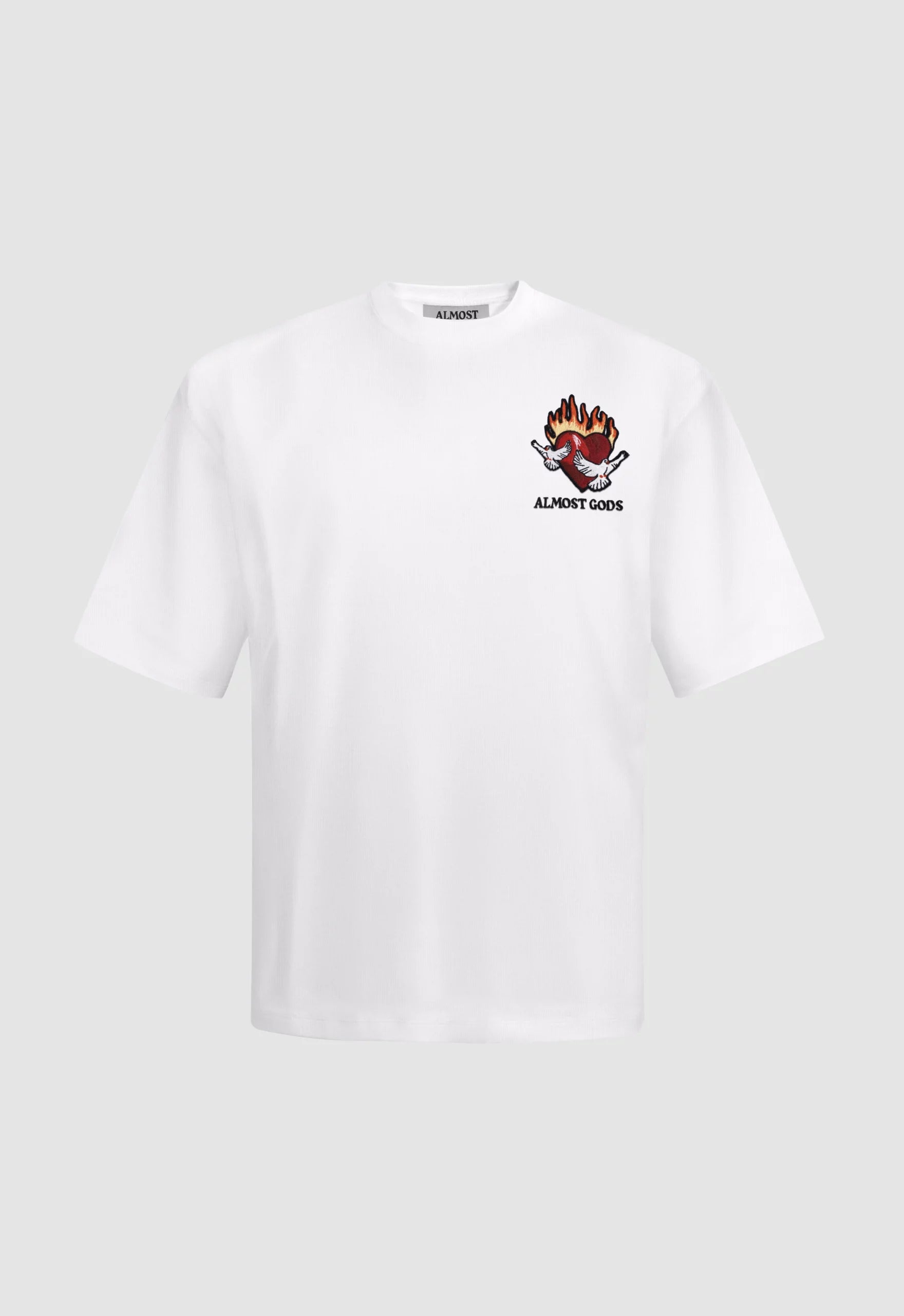 Burning Heart Boxy Tee In White