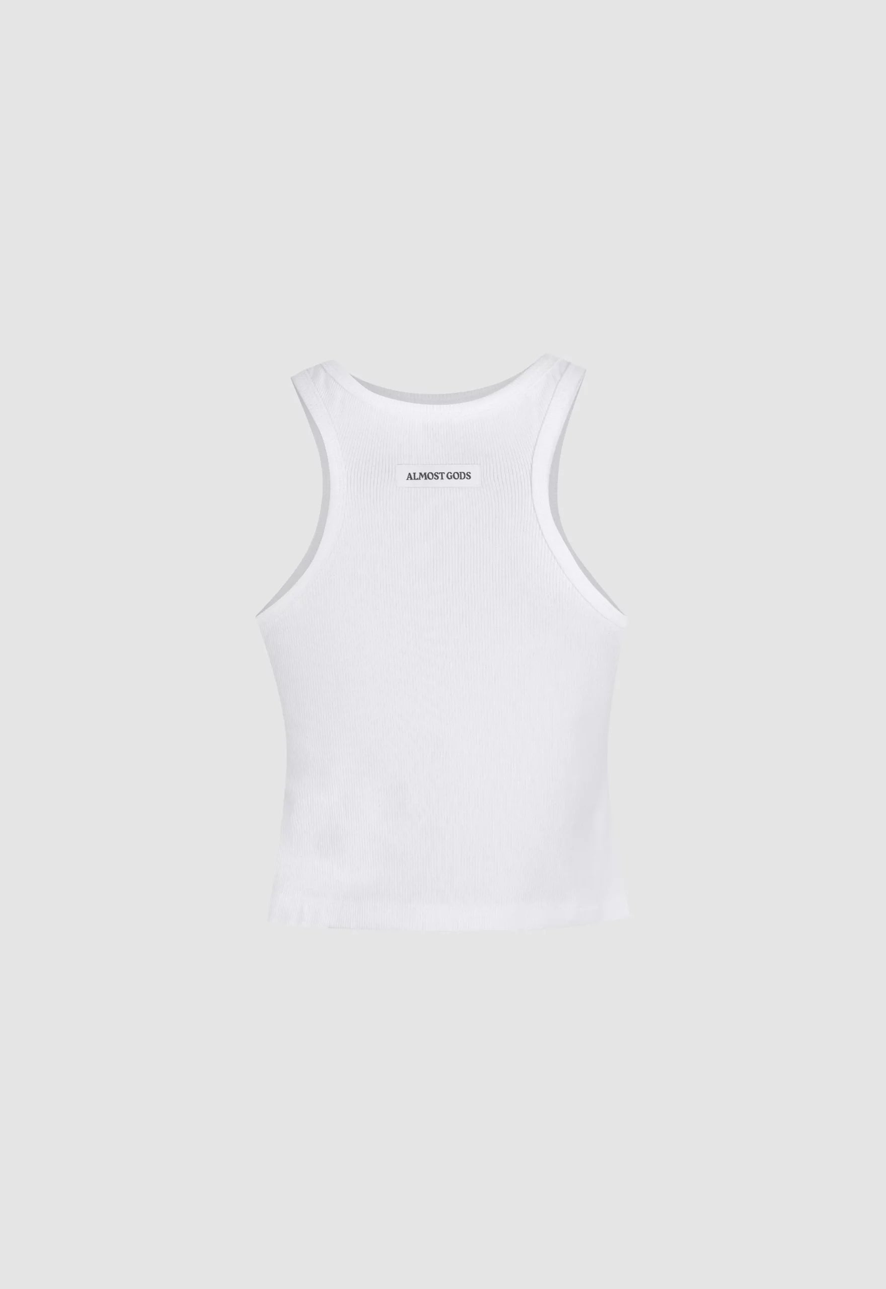 Alpha Cross Ribbed Tank In White