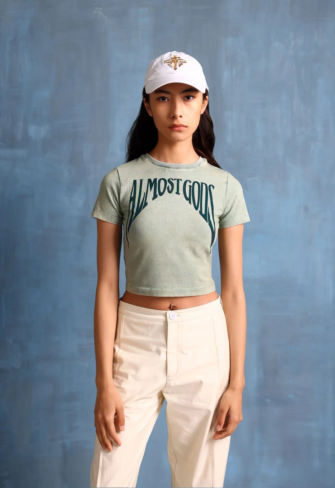 Stonewashed Gothic Baby Tee In Pine