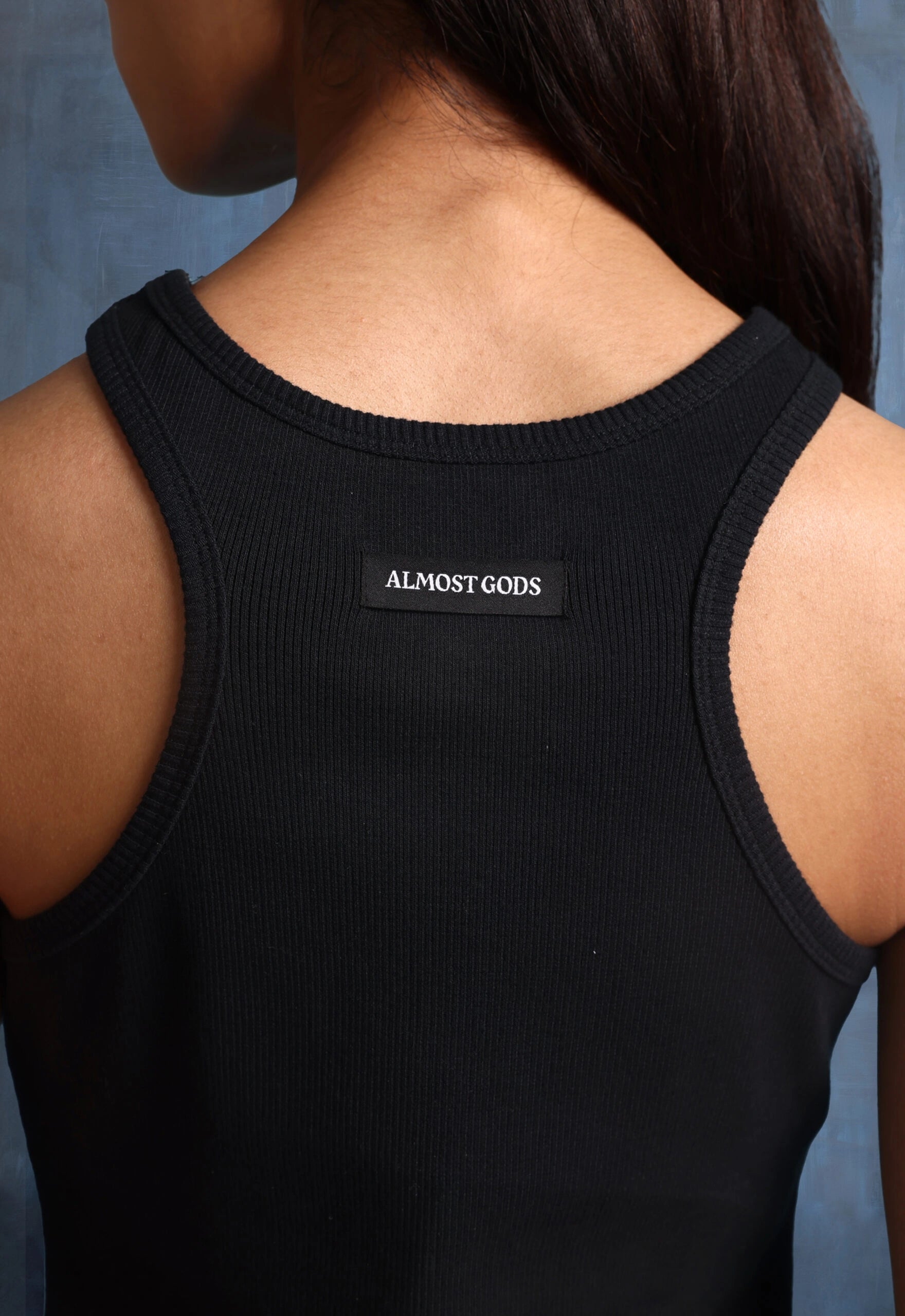 Alpha Cross Ribbed Tank In Black