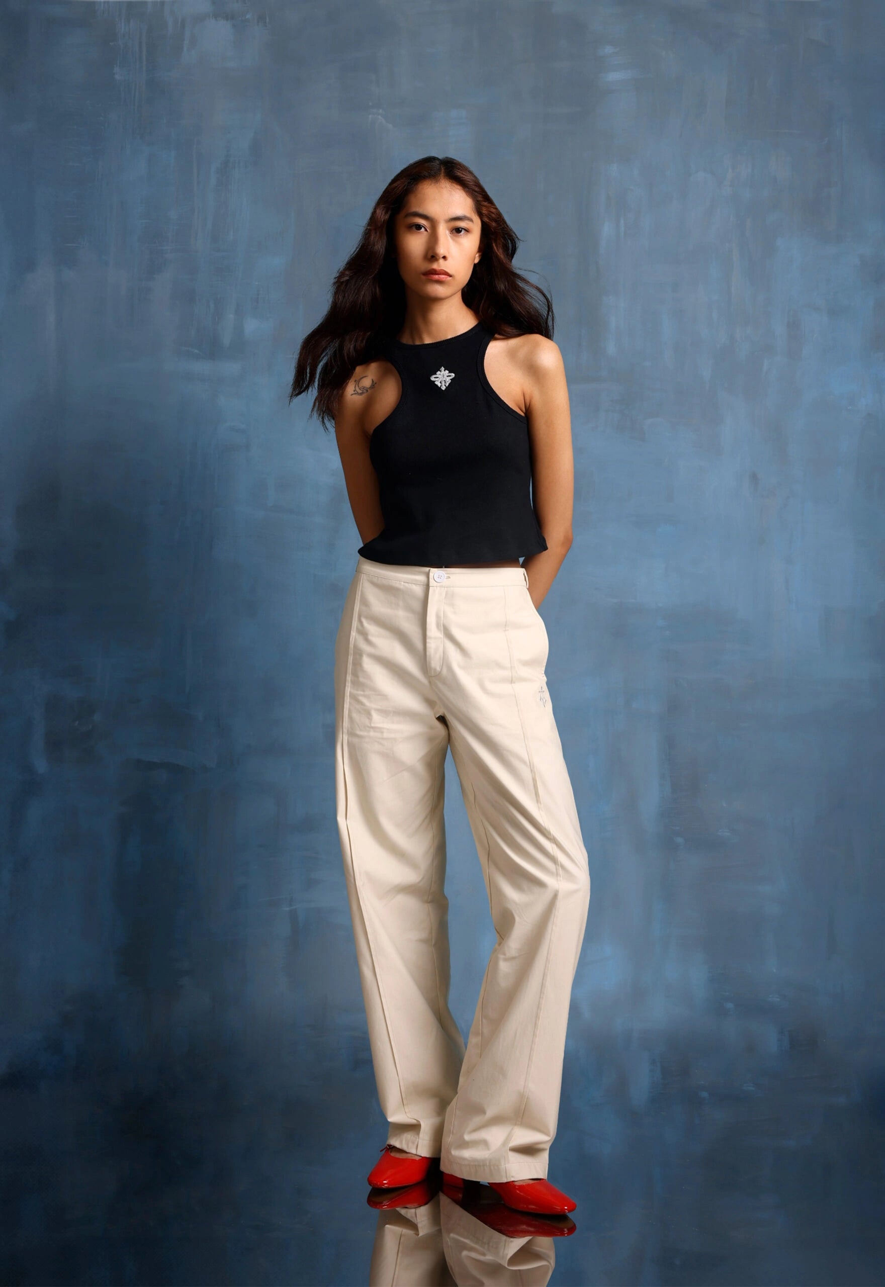 Alpha Cross Ribbed Tank In Black