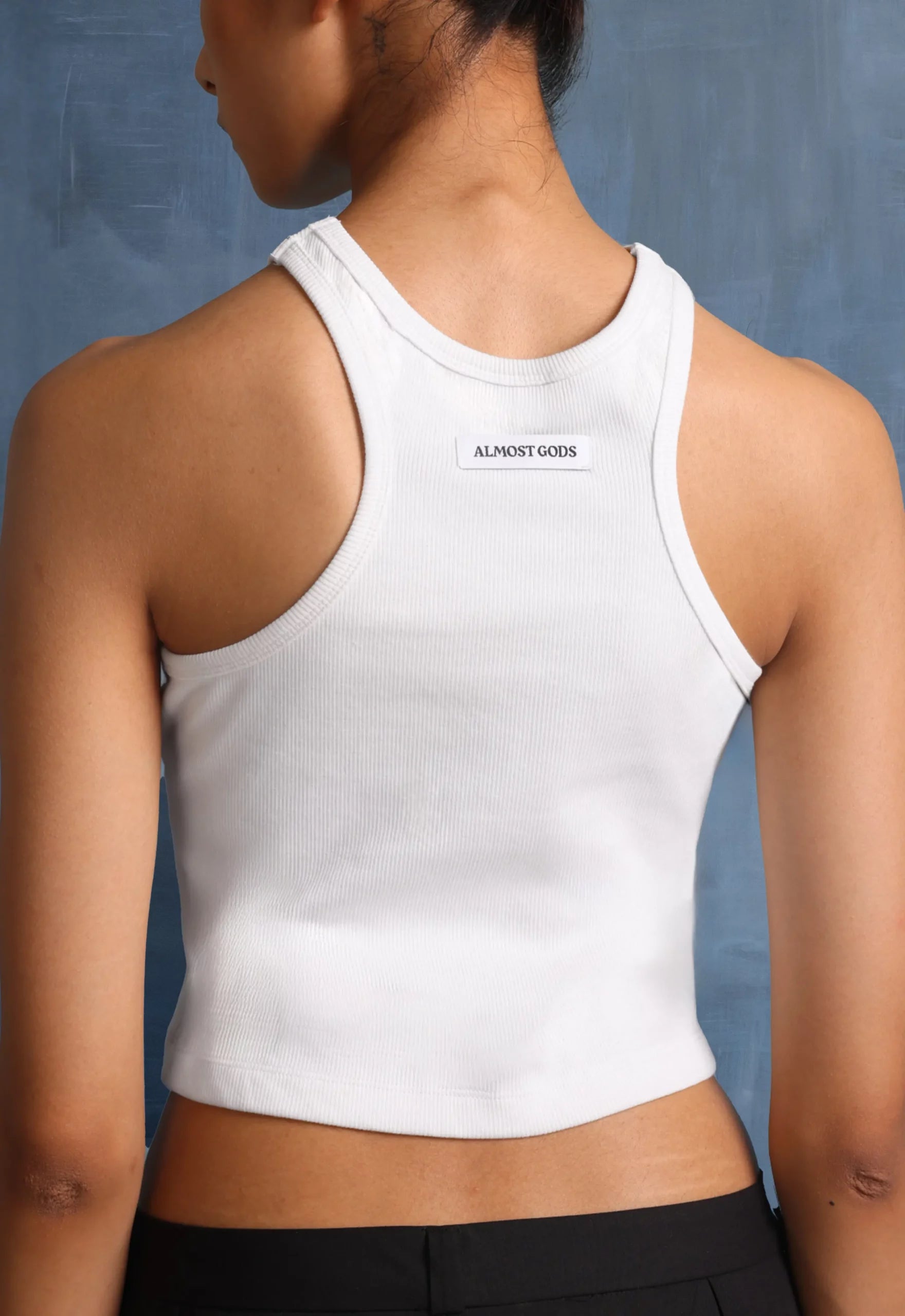 Alpha Cross Ribbed Tank In White