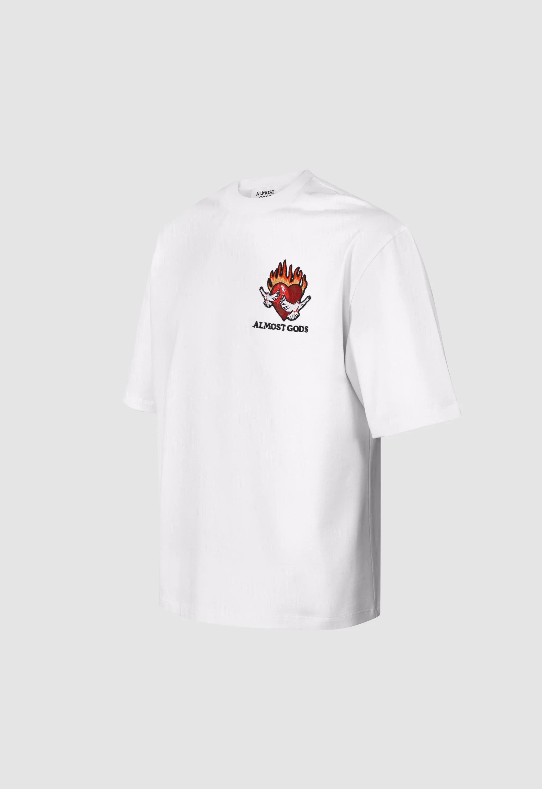 Burning Heart Boxy Tee In White