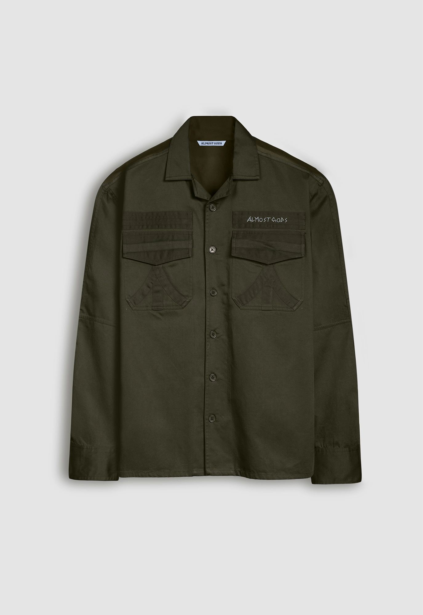 Military Relaxed Overshirt in Olive