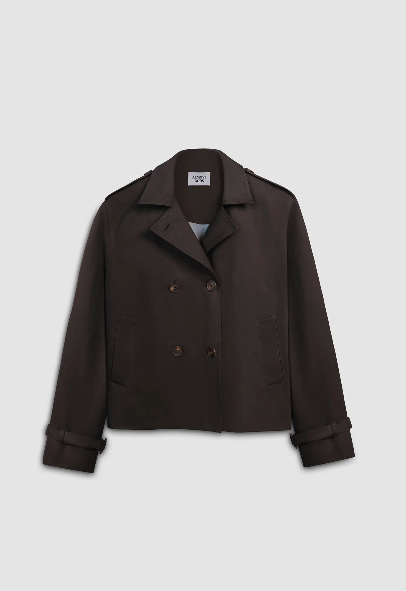 Cropped Trench Coat in Brown