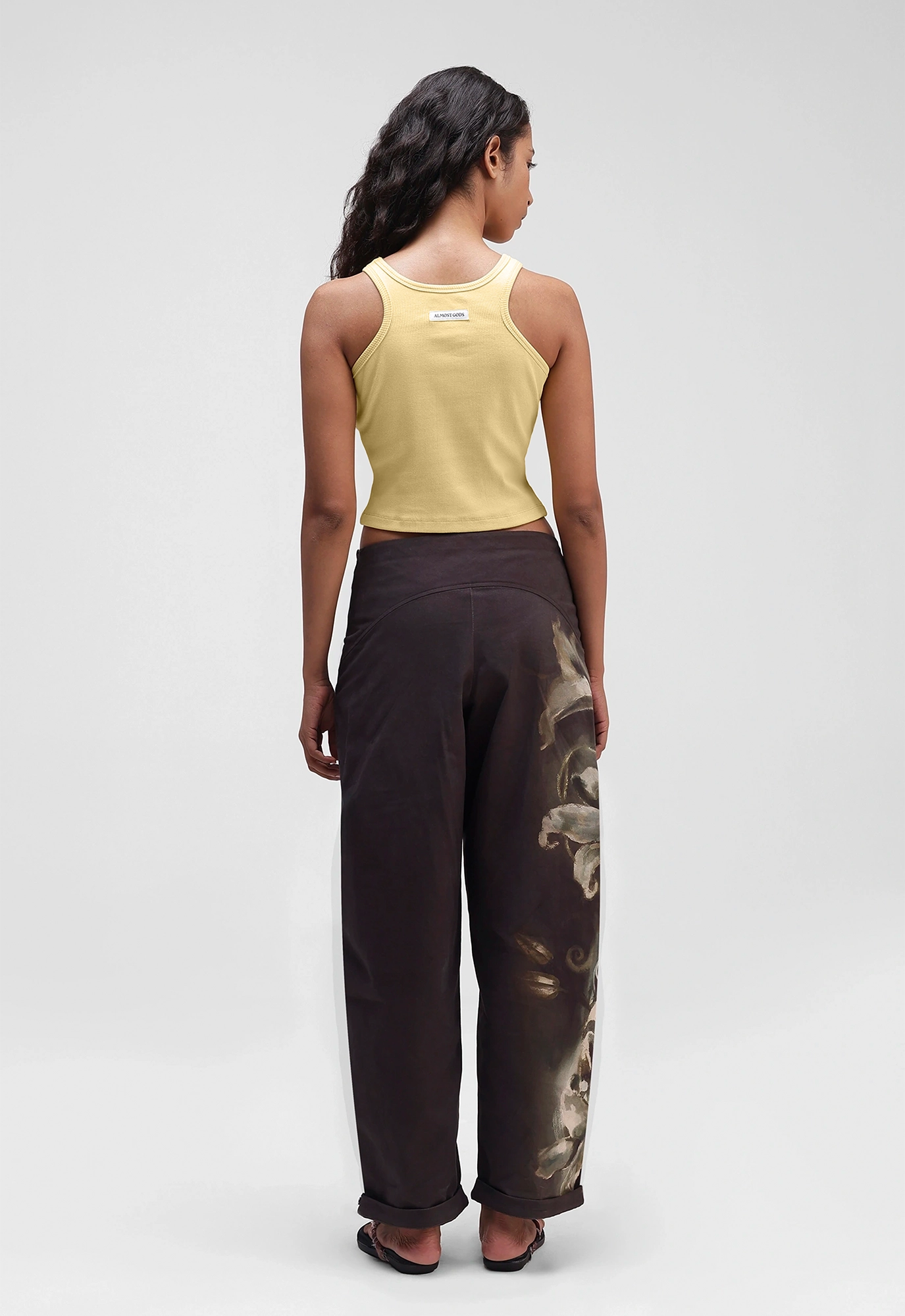 Alpha Cross Ribbed Tank Top in Butter Yellow