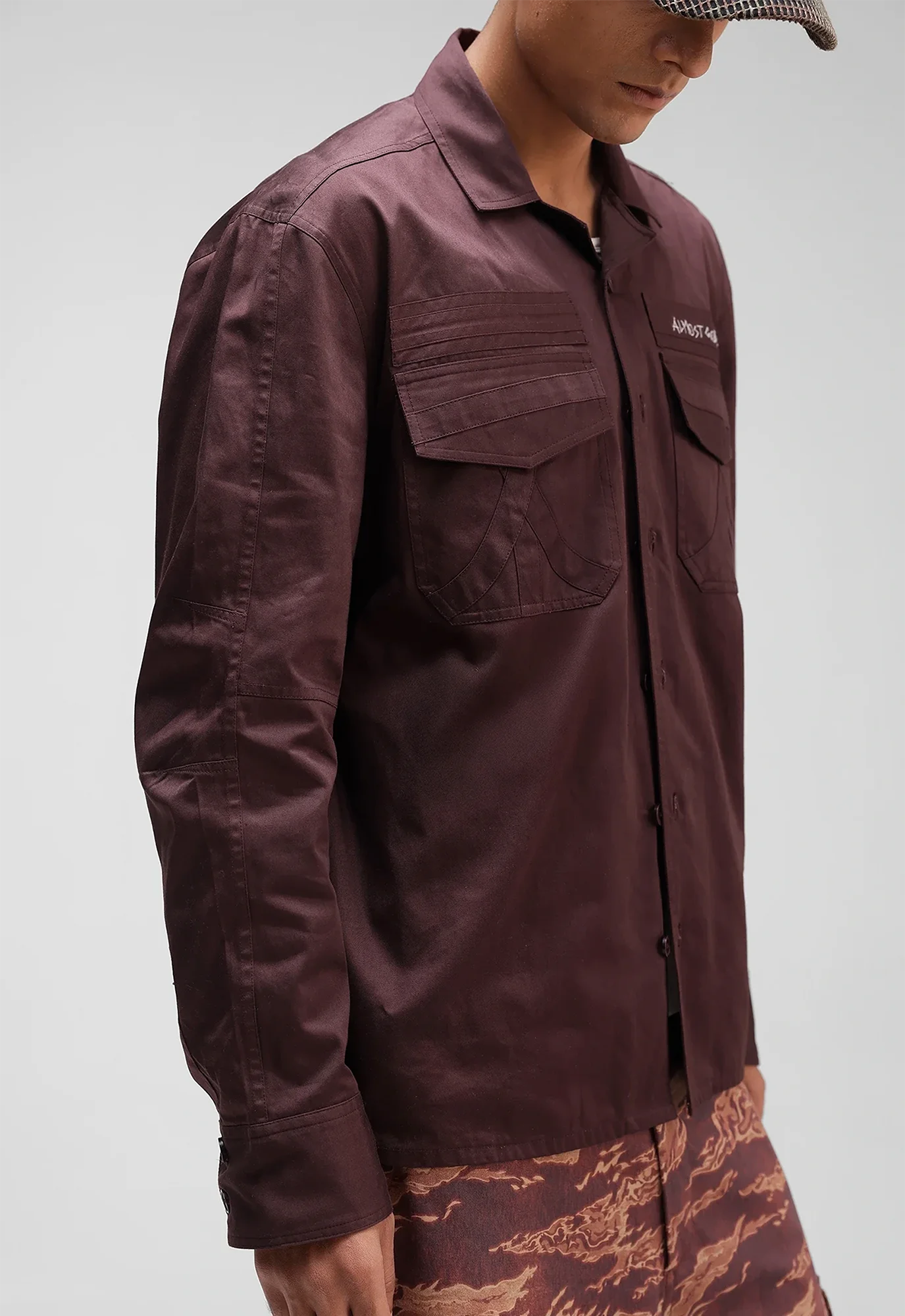 Military Relaxed Overshirt in Rust