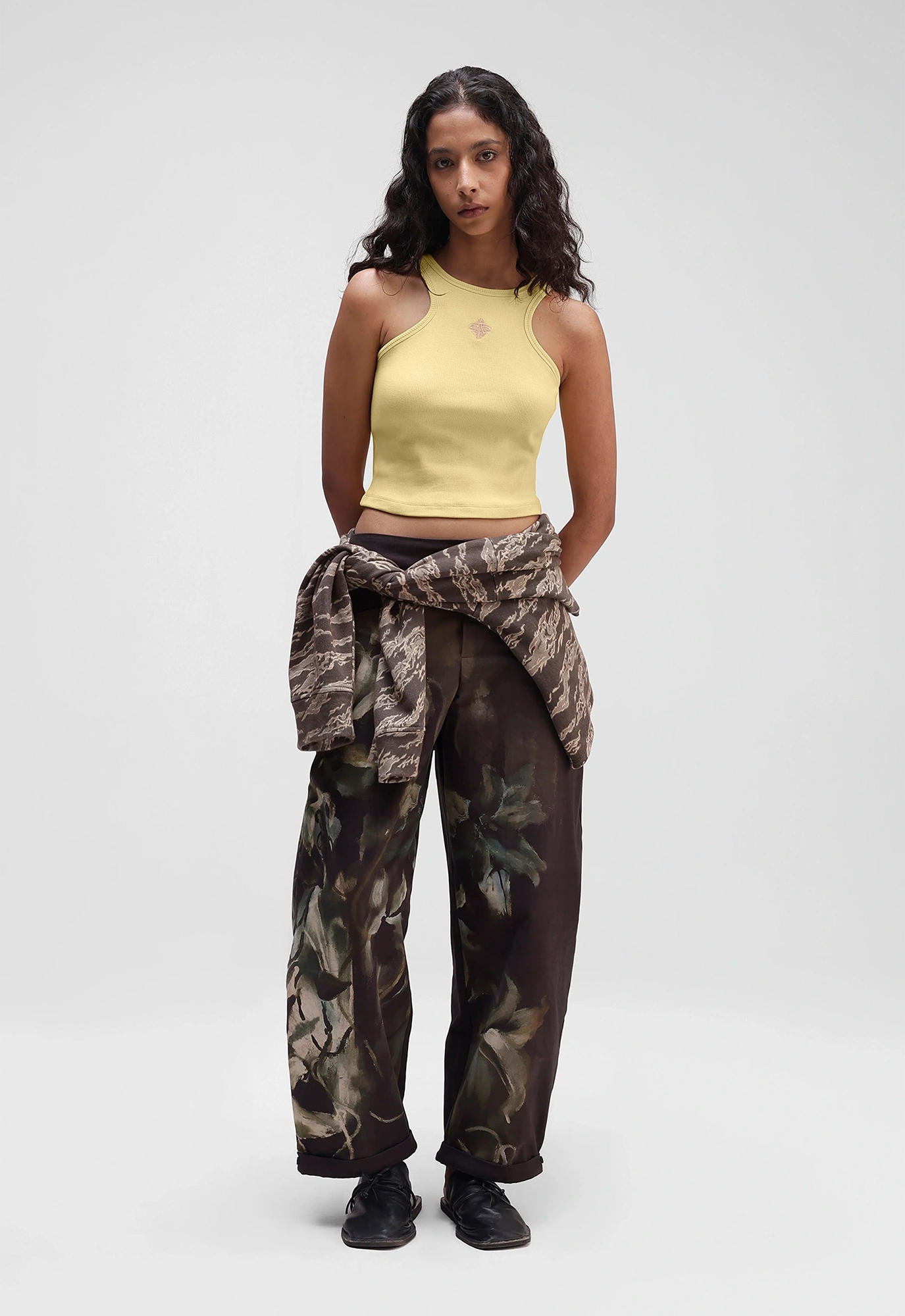 Alpha Cross Ribbed Tank Top in Butter Yellow