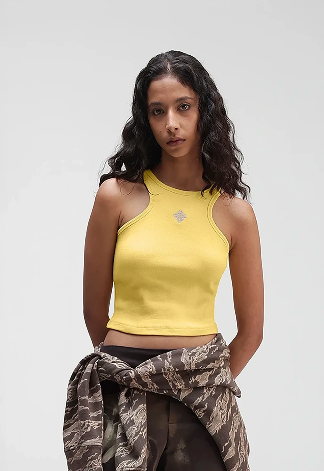 Alpha Cross Ribbed Tank Top in Butter Yellow