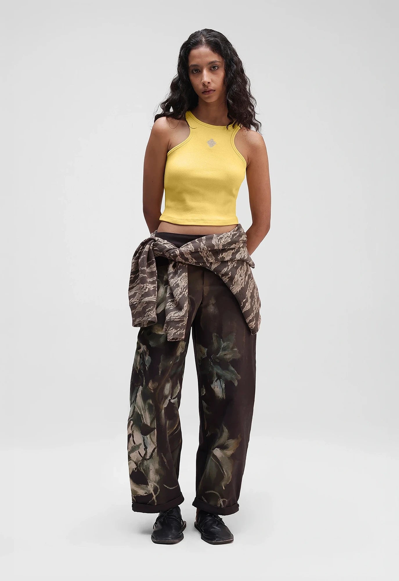 Alpha Cross Ribbed Tank Top in Butter Yellow