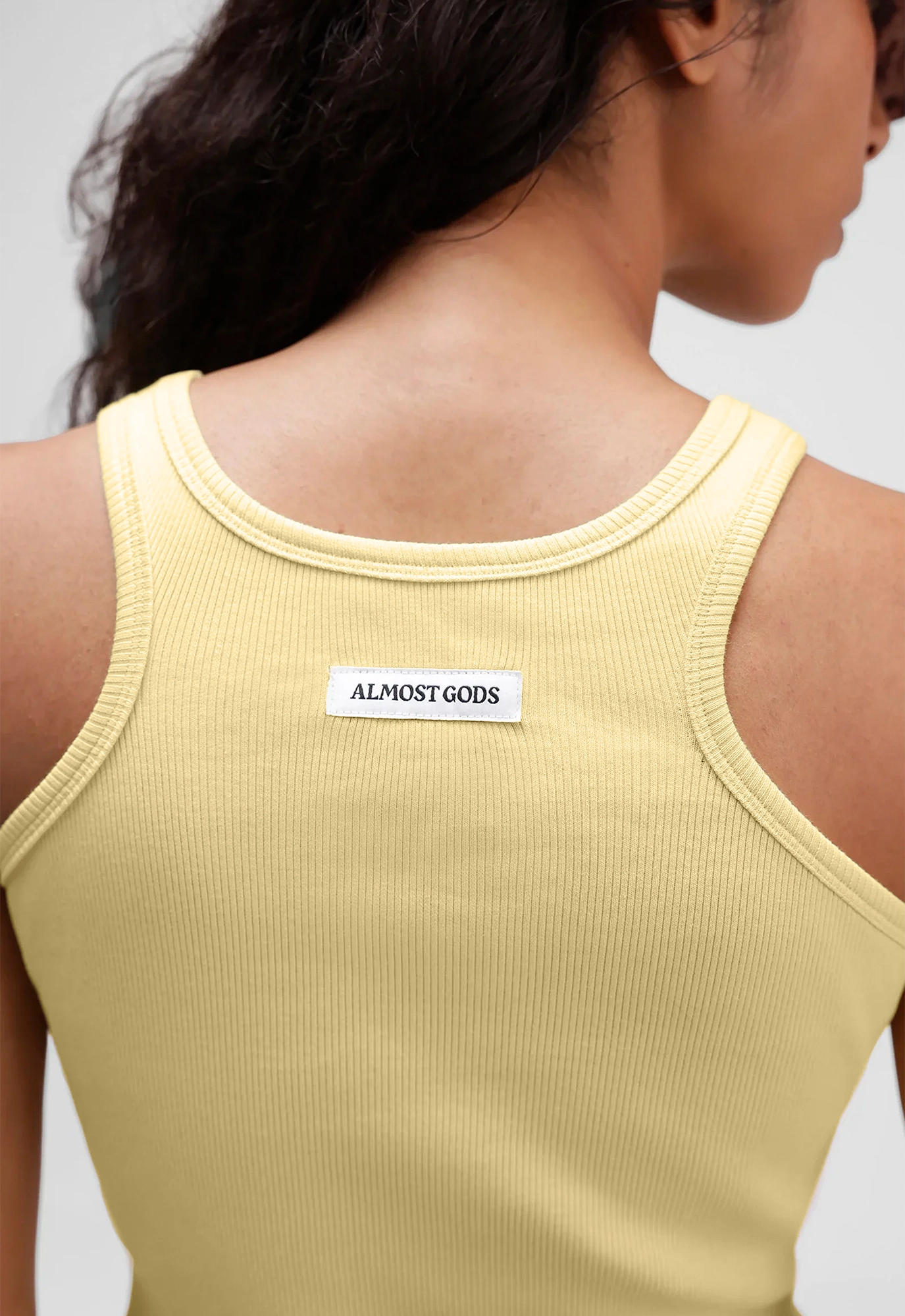 Alpha Cross Ribbed Tank Top in Butter Yellow