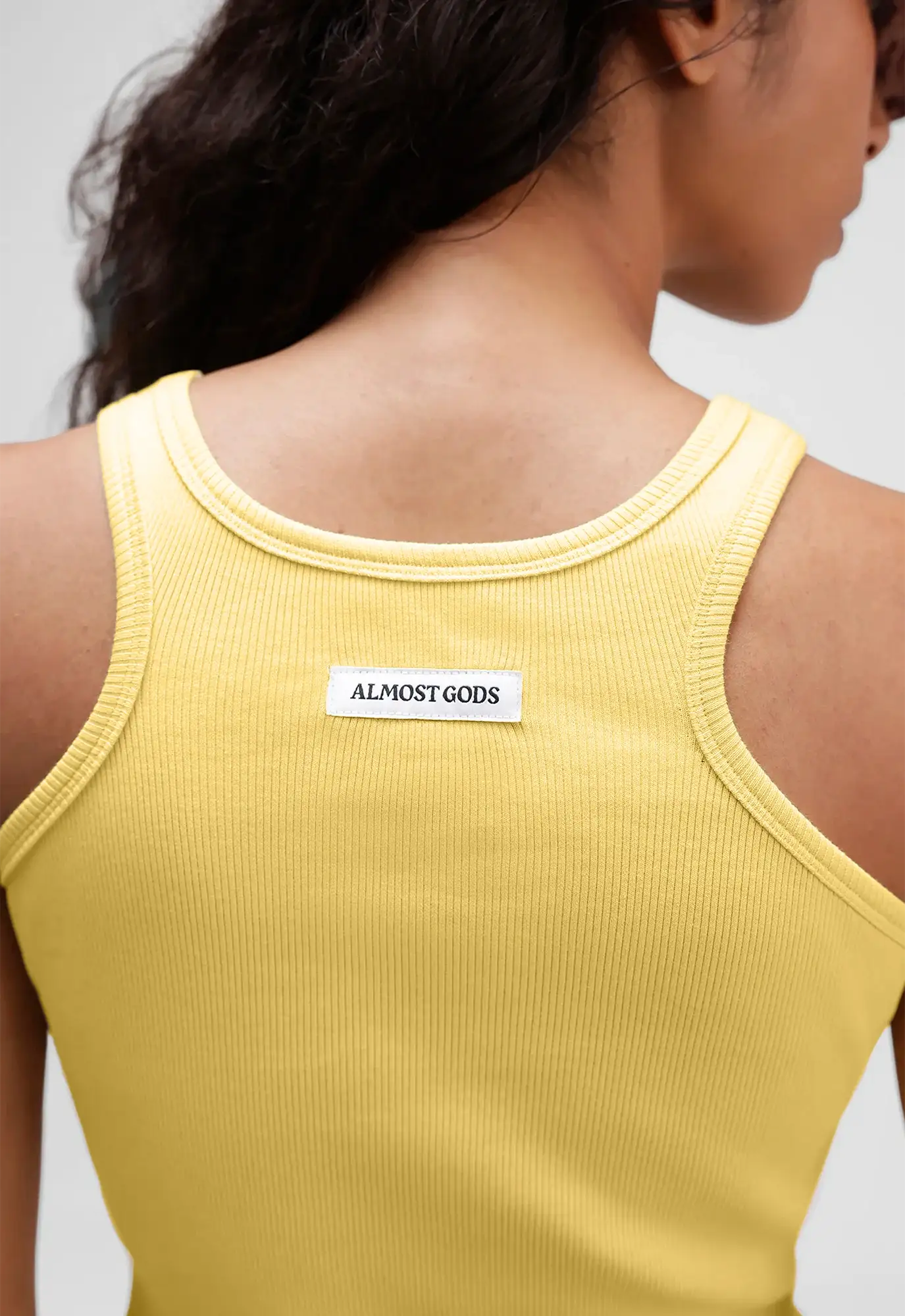 Alpha Cross Ribbed Tank Top in Butter Yellow