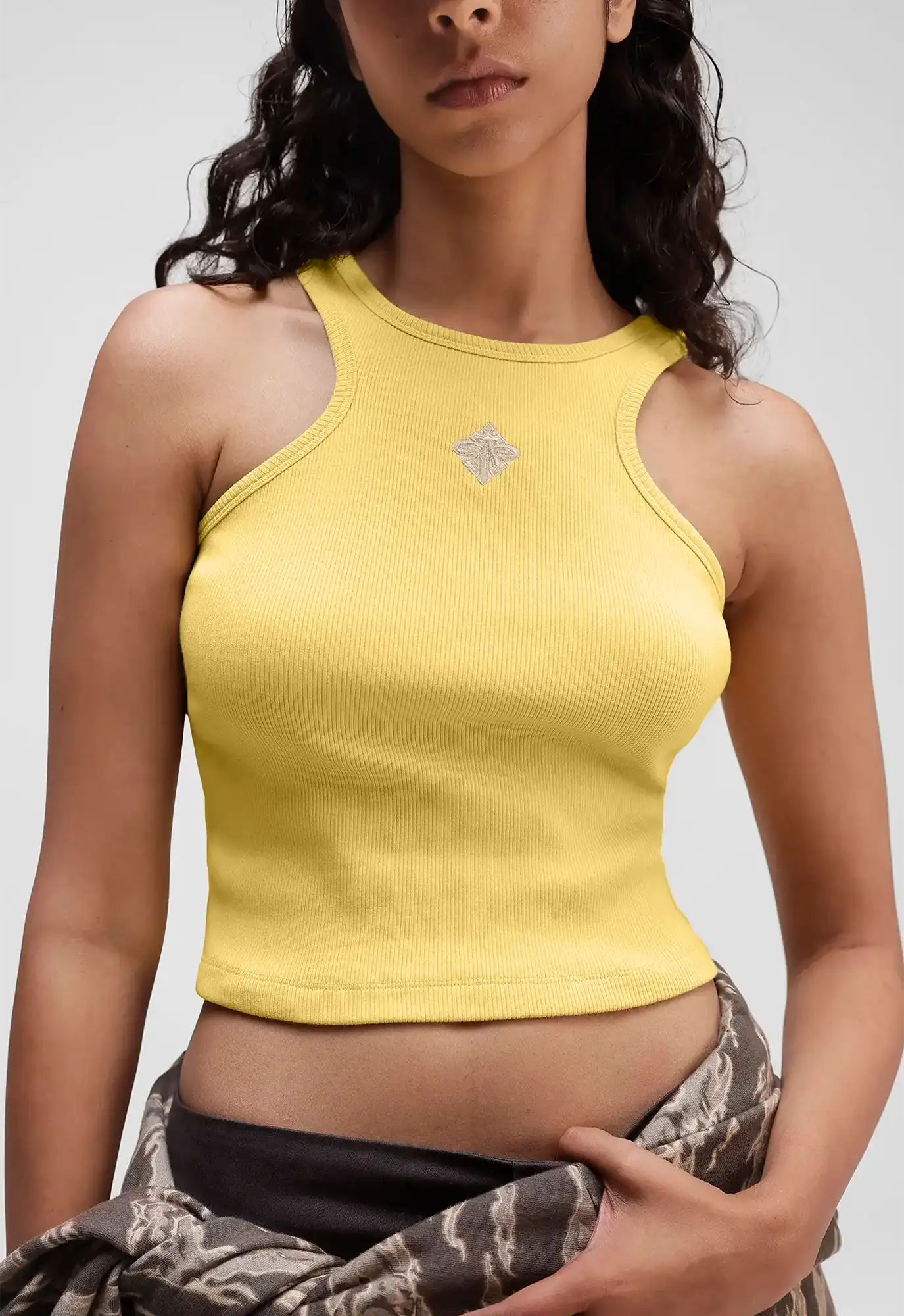 Alpha Cross Ribbed Tank Top in Butter Yellow