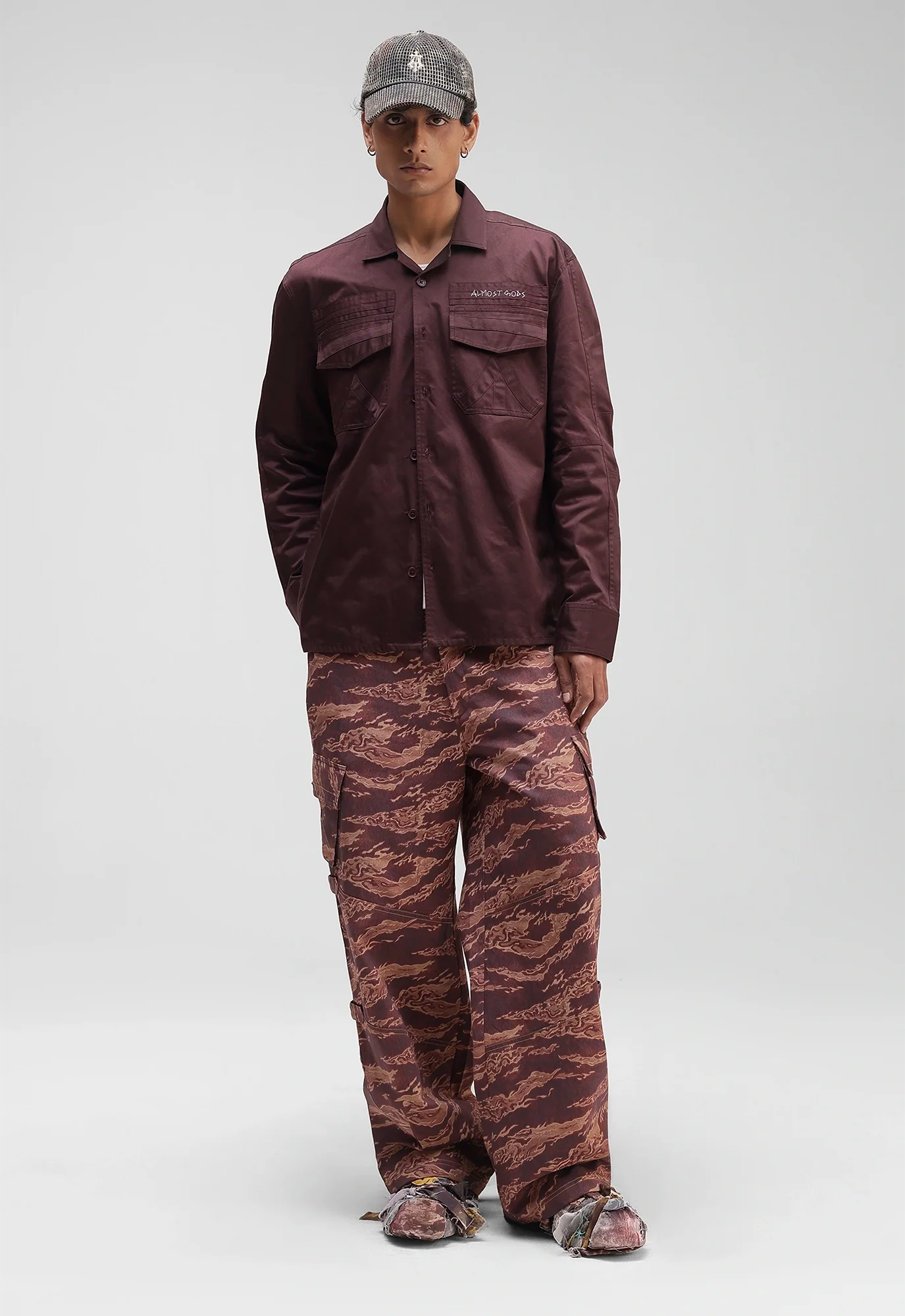 Military Relaxed Overshirt in Rust