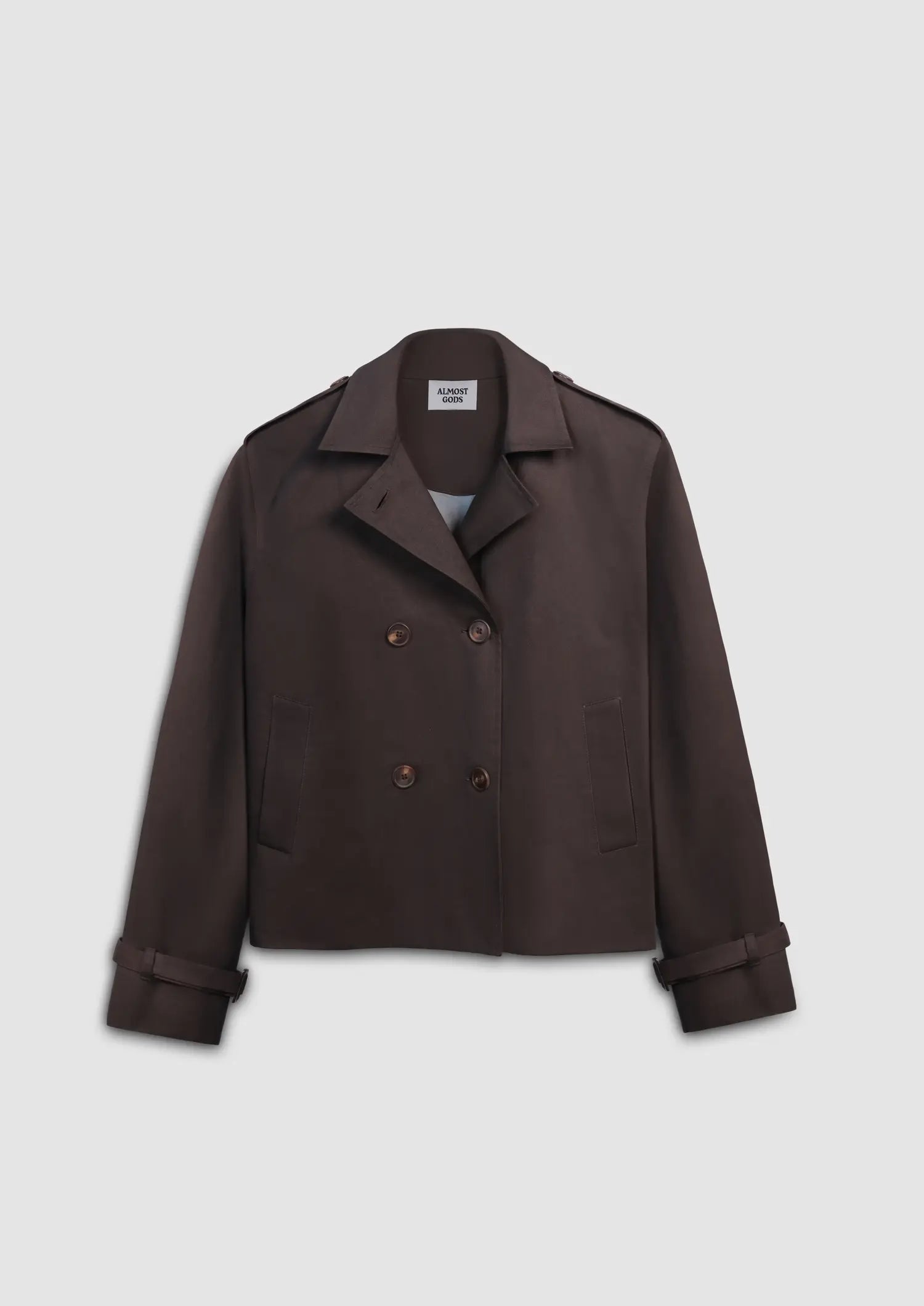 Cropped Trench Coat in Brown