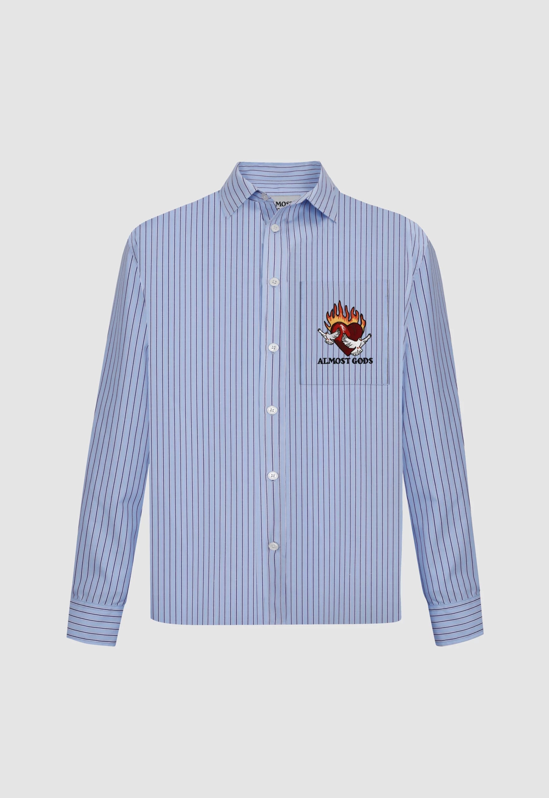 Burning Heart Striped Relaxed Shirt