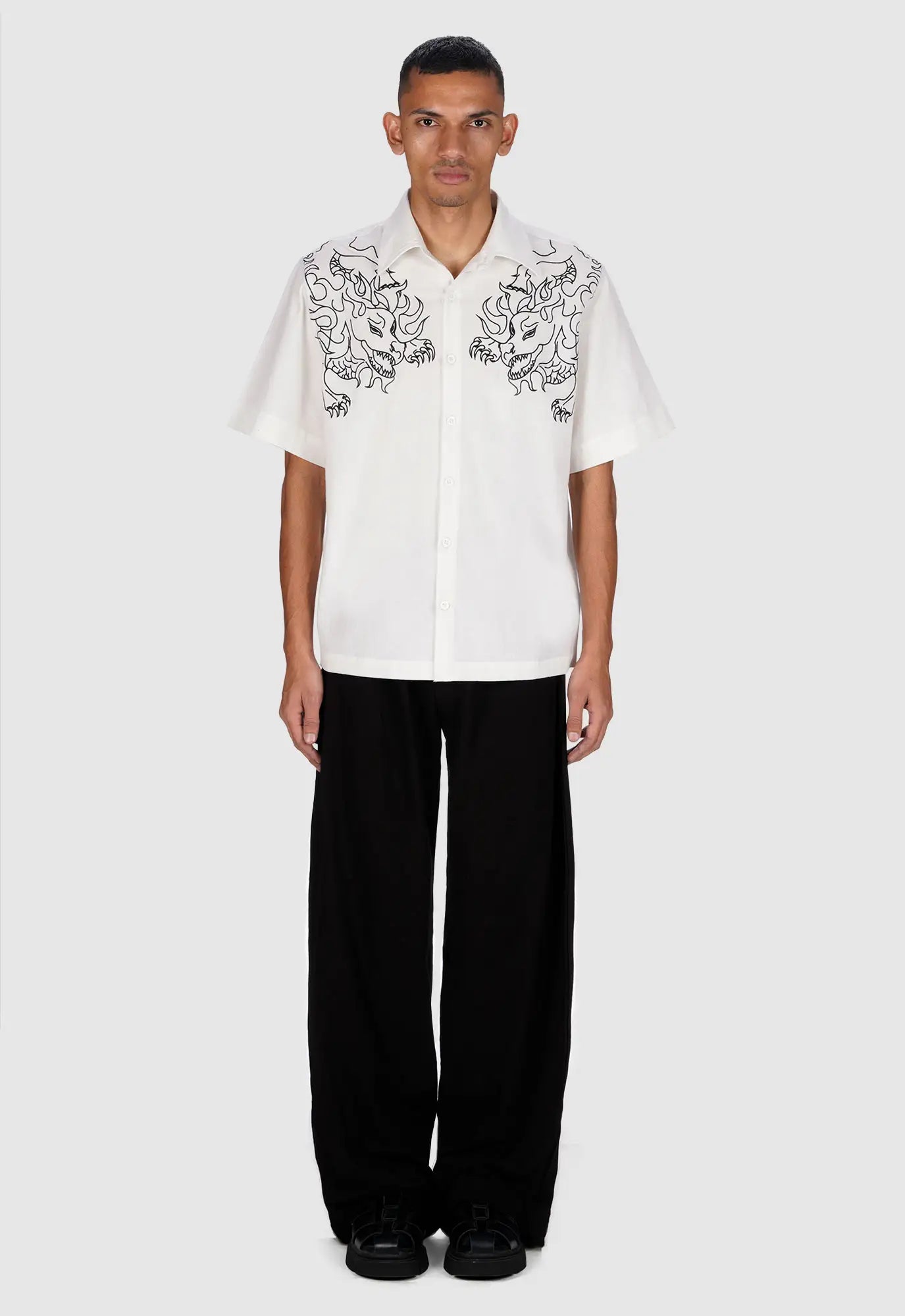 Leviathan Embroidered Shirt In White