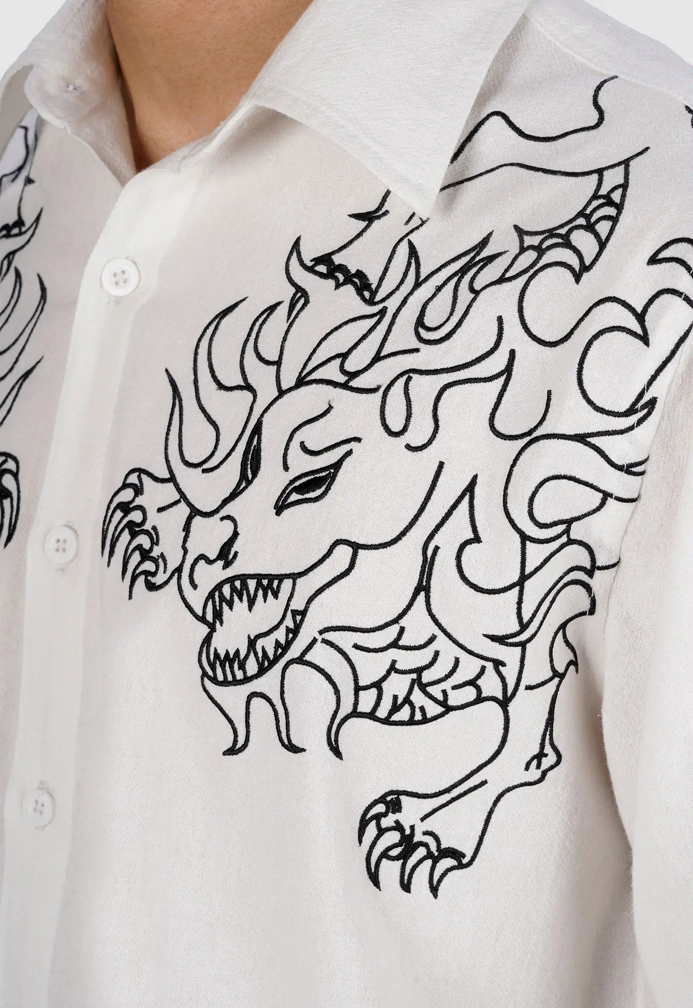 Leviathan Embroidered Shirt In White