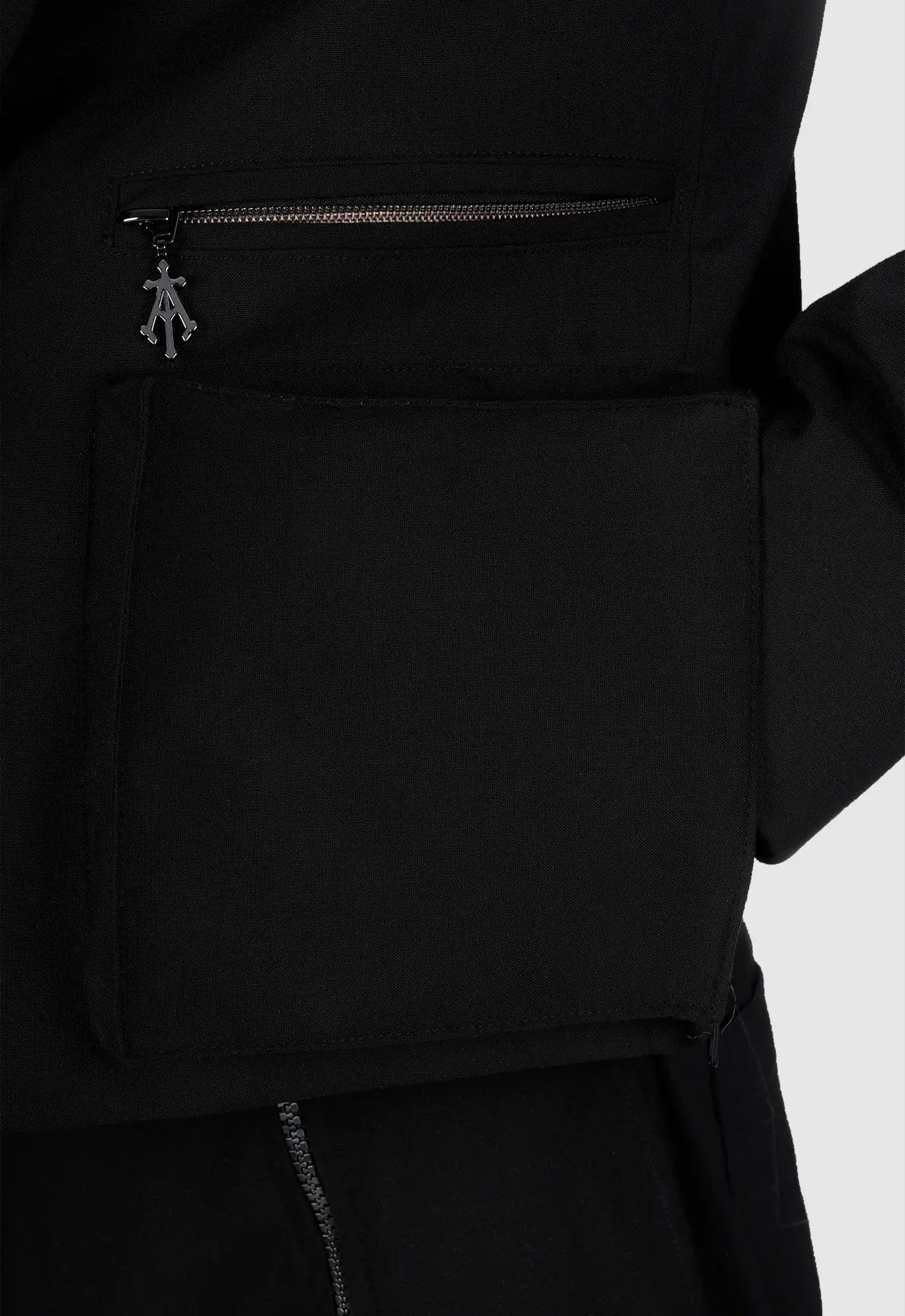 Detachable Cotton Zip Pants In Black