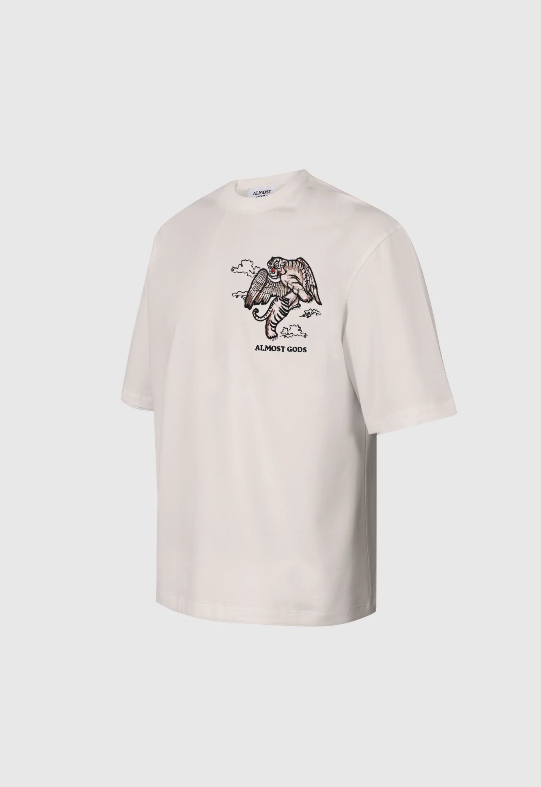 Winged Tiger Embroidered Boxy Tee In Off White