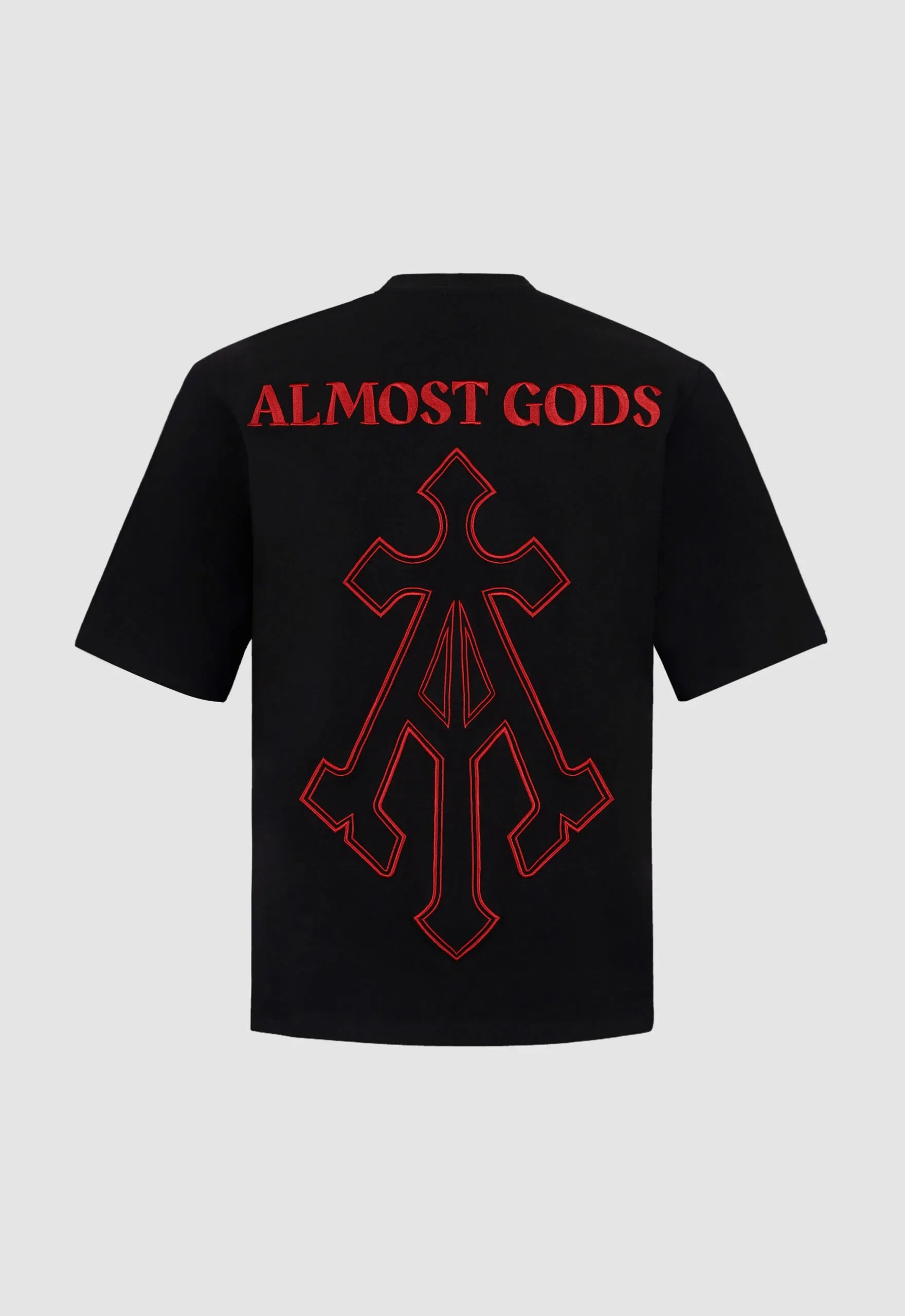 Alpha Cross Embroidered Relaxed Tee in Black