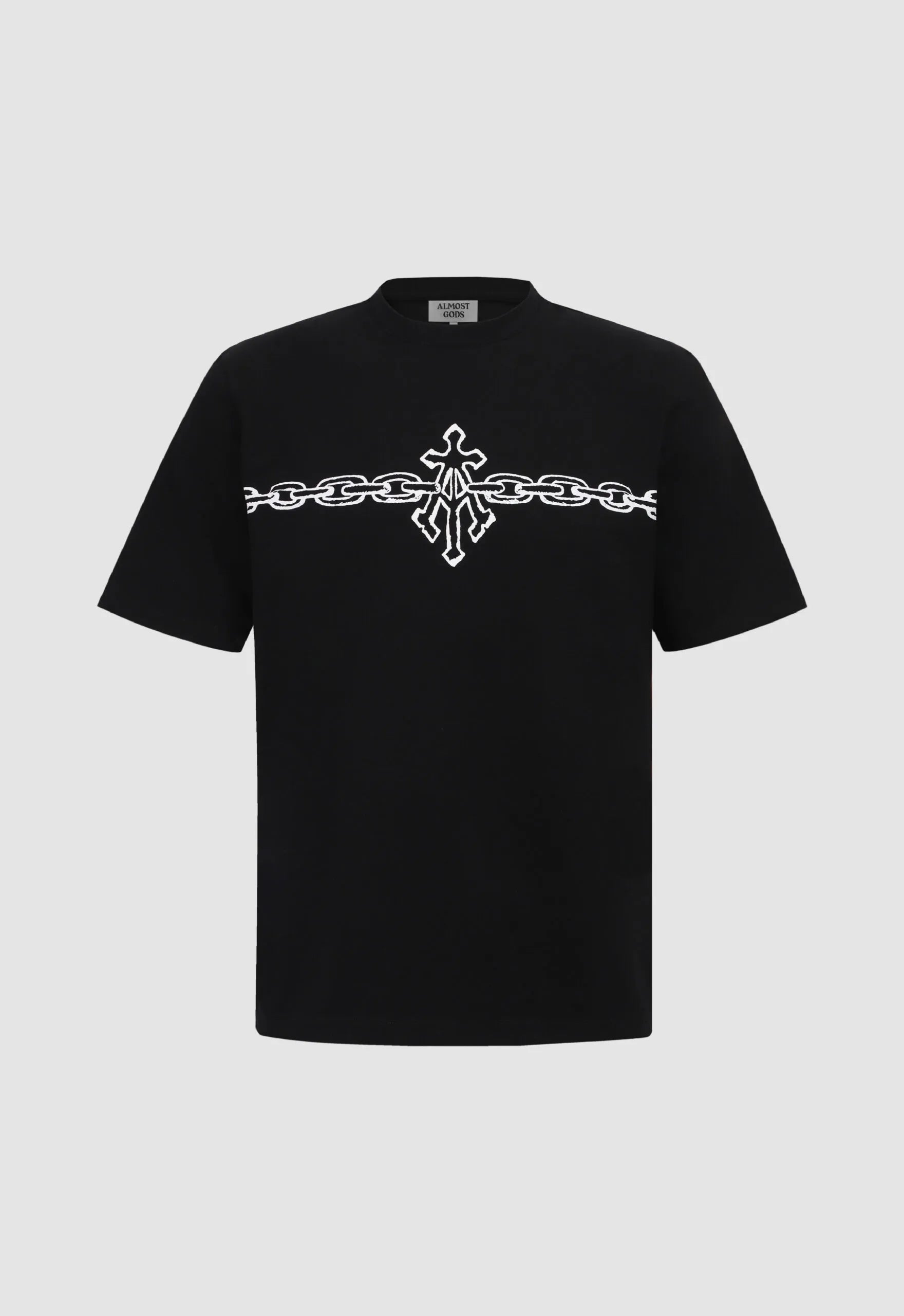 Alpha Cross Chain Link Relaxed Tee In Black