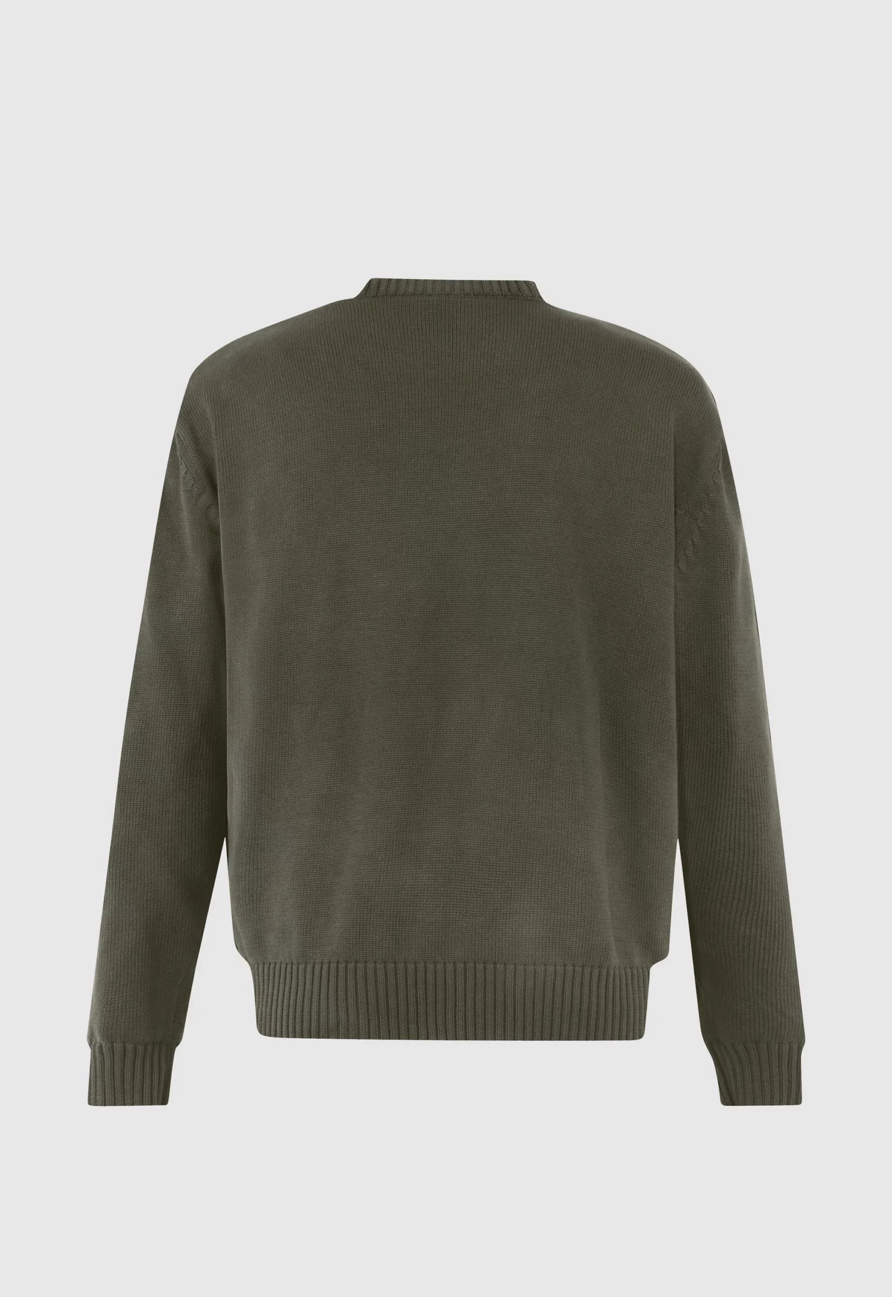 Alpha Cross Knit Sweater In Olive