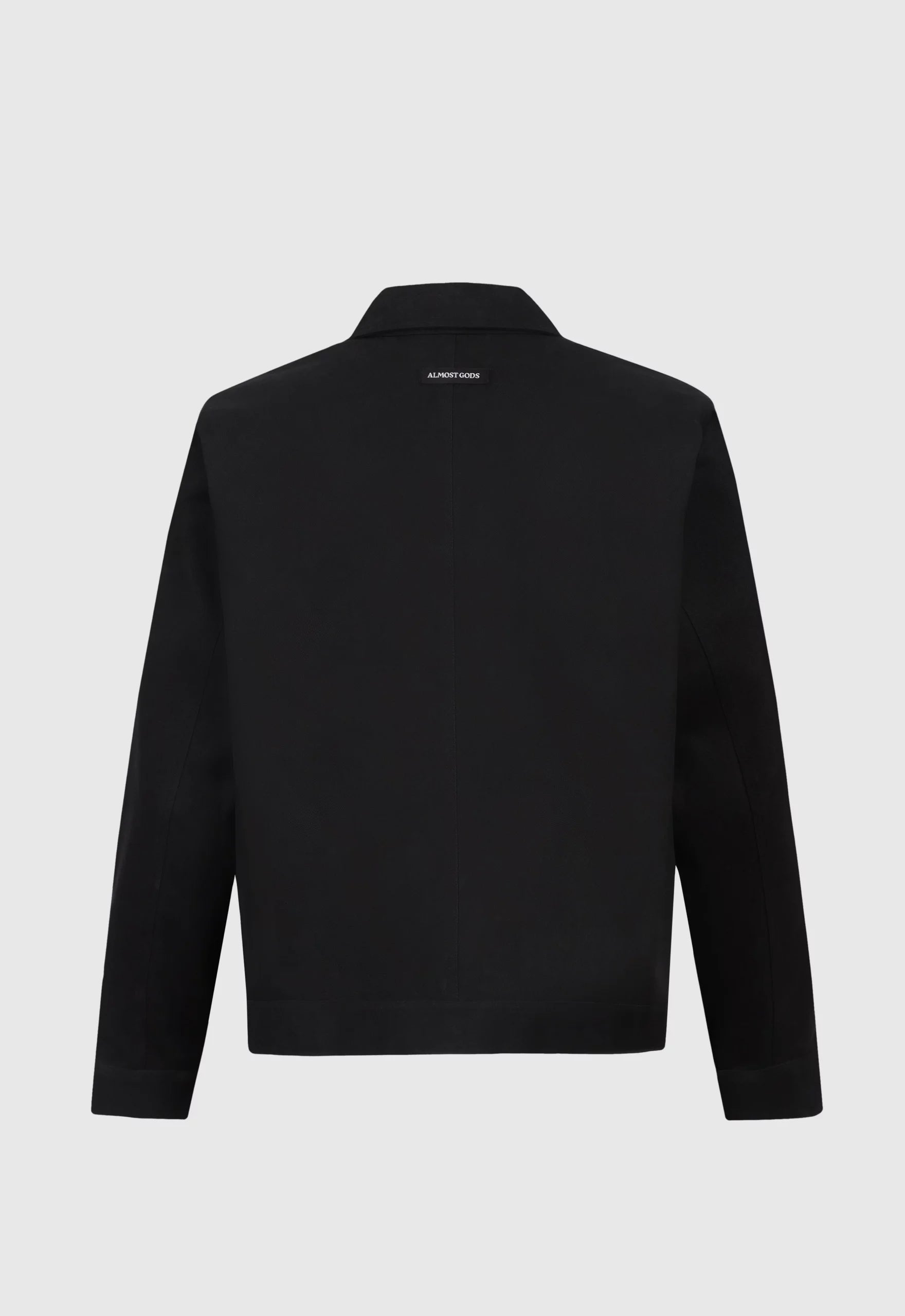 Constructed Artist Jacket In Black Cotton Twill