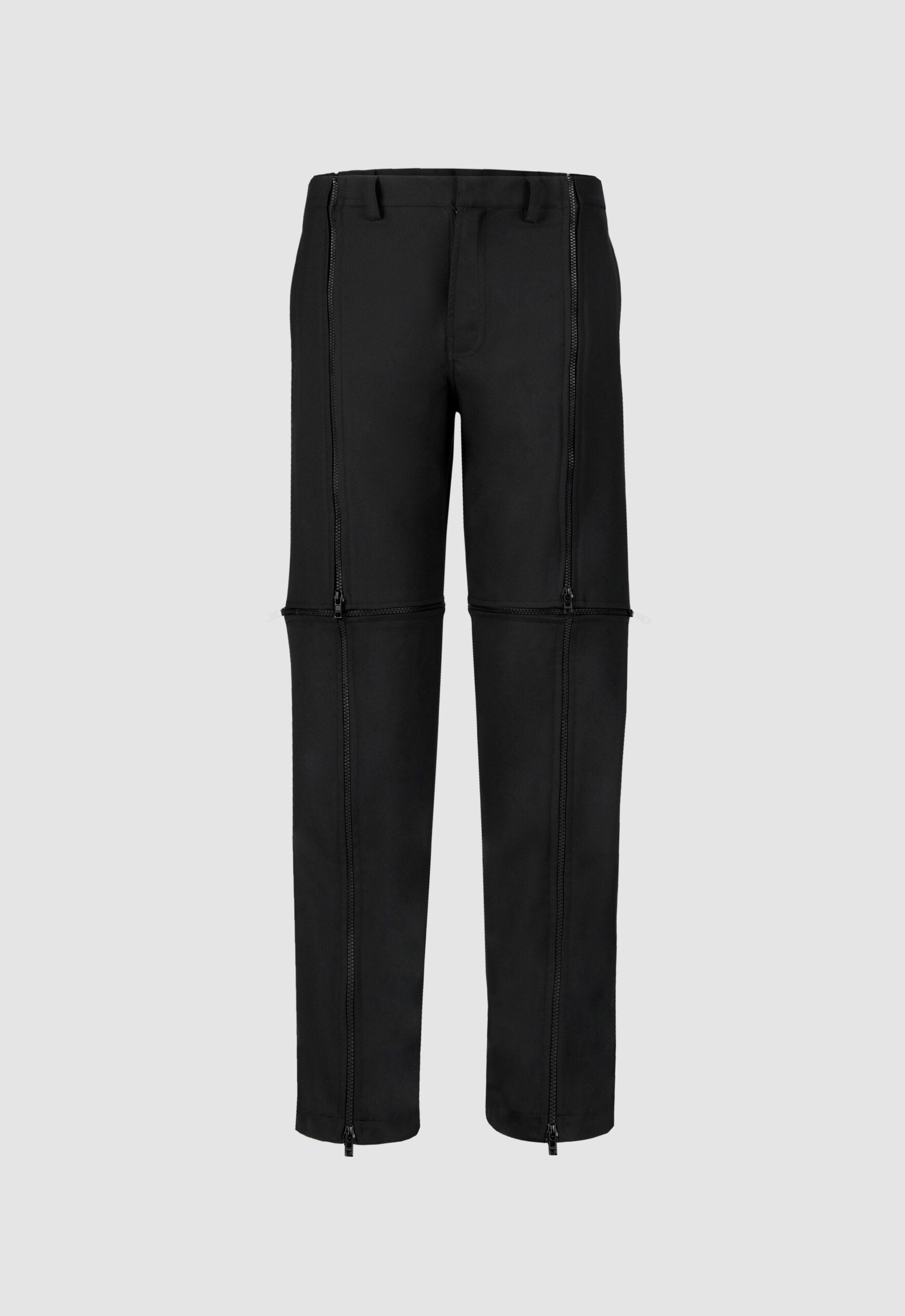 Detachable Cotton Zip Pants In Black
