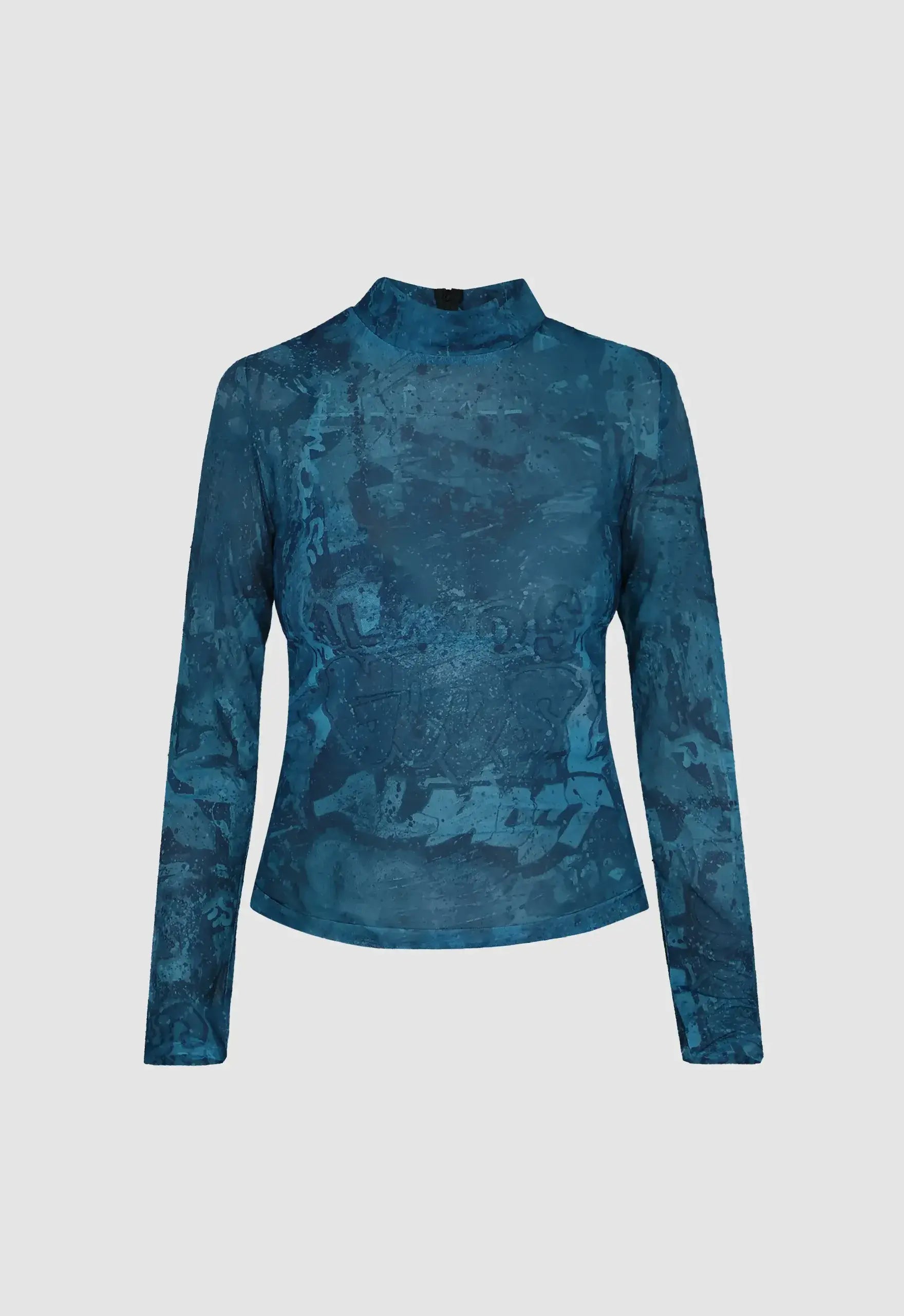 Blue Graffiti Mesh Top
