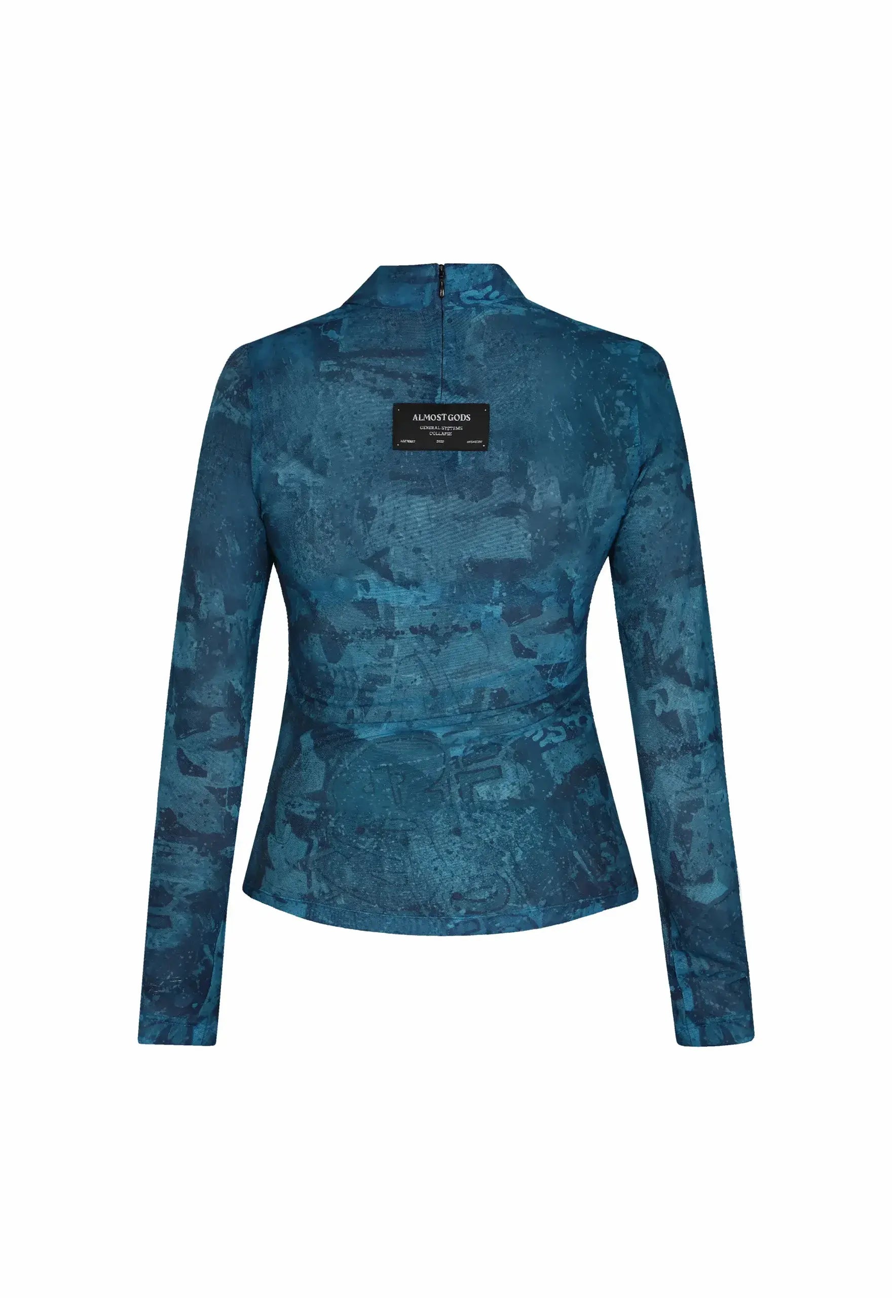 Blue Graffiti Mesh Top