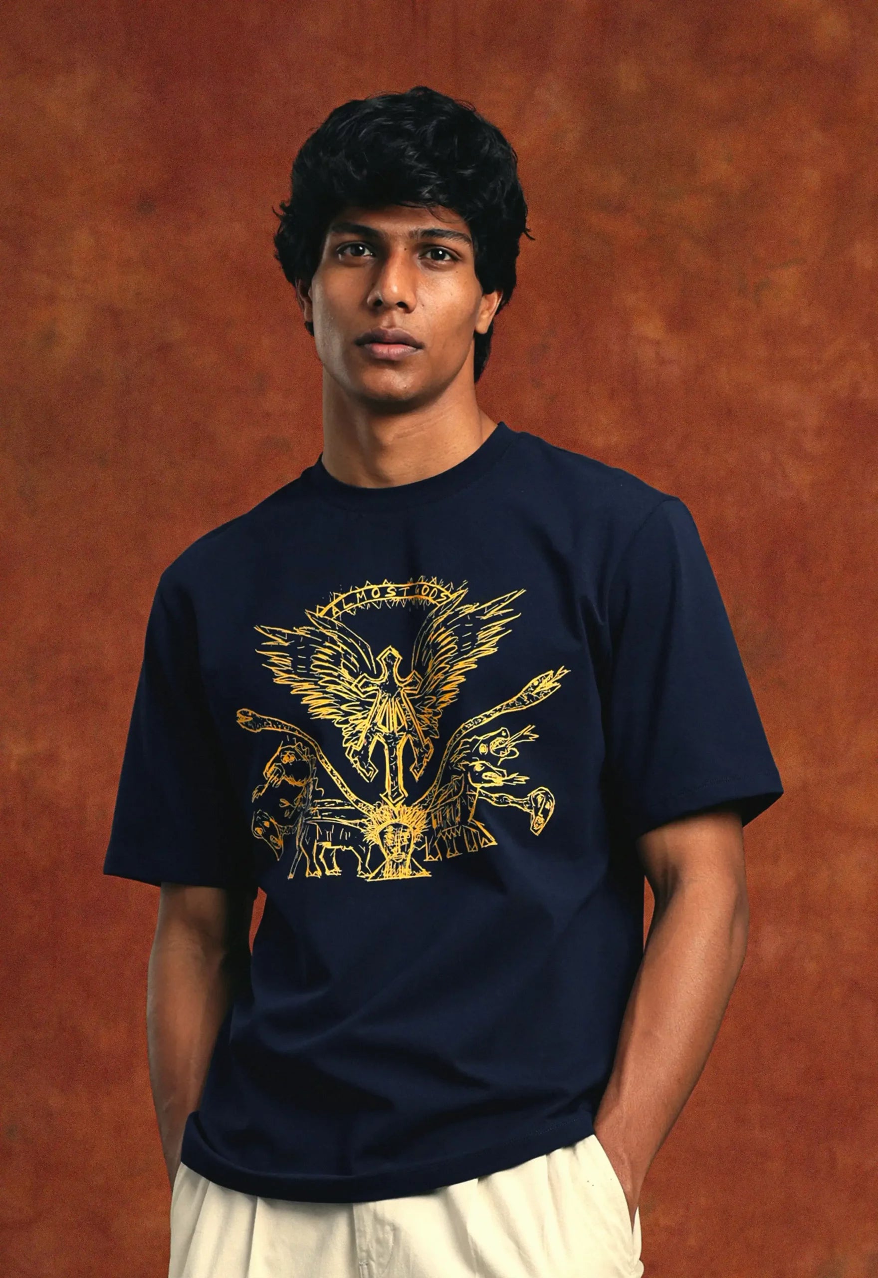 Wings Of Ascension Relaxed Tee In Navy