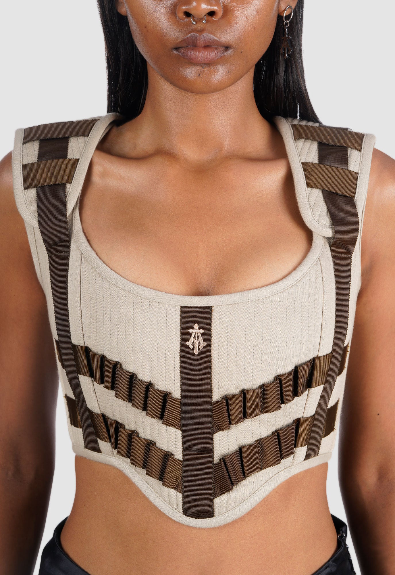 Dune Quilted Corset In Brown