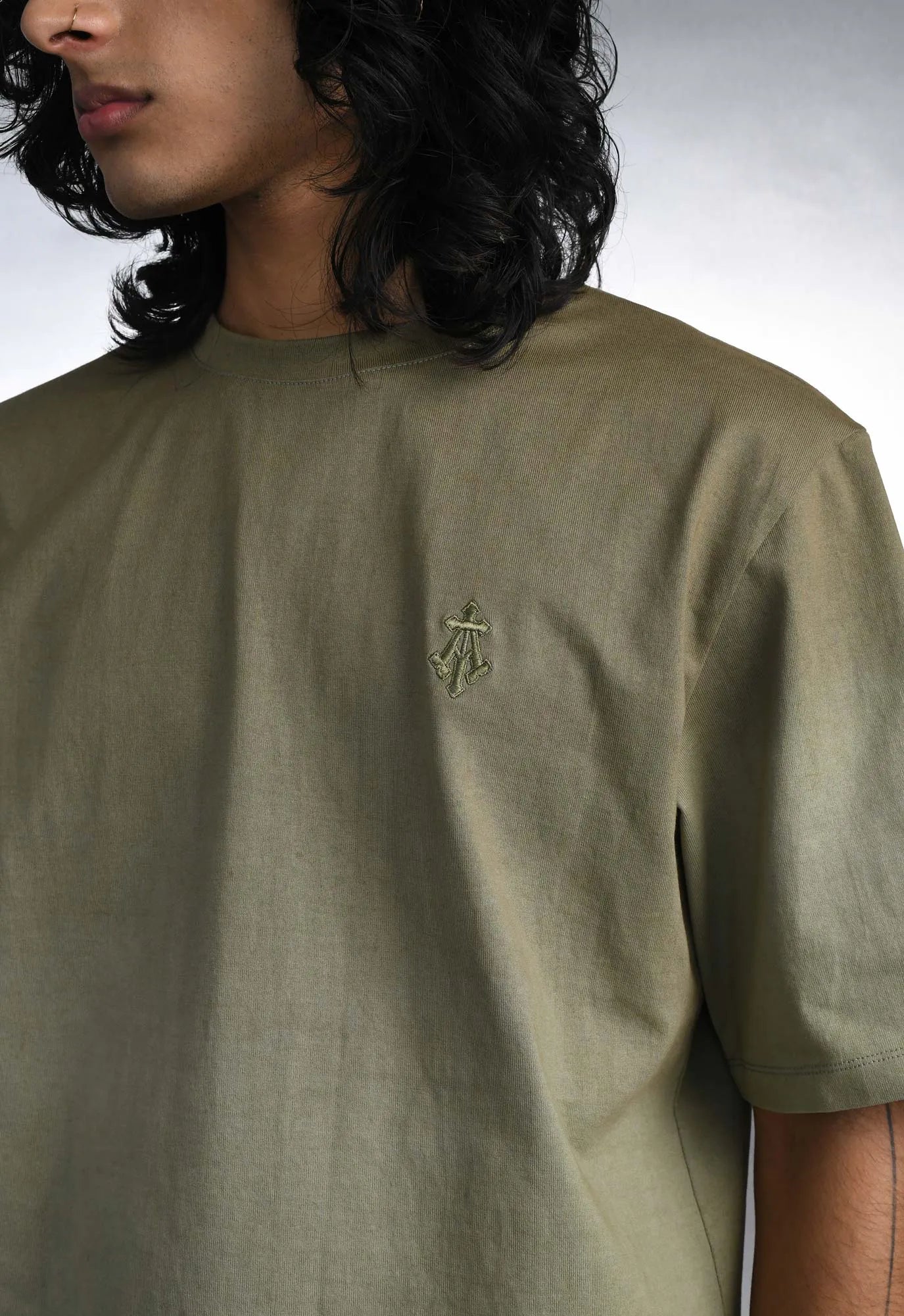 Alpha Cross Dip-Dye Relaxed Tee in Green