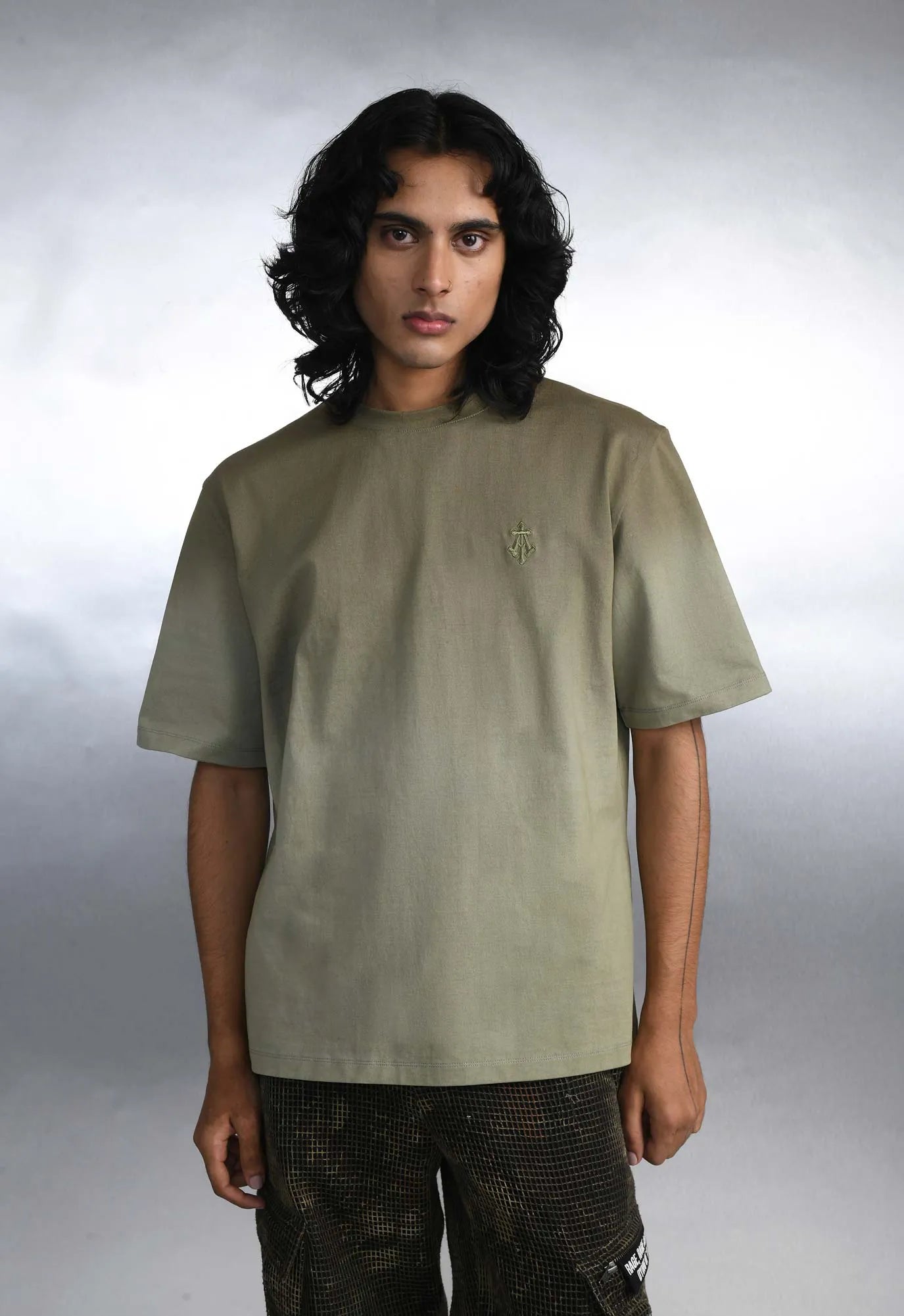 Alpha Cross Dip-Dye Relaxed Tee in Green