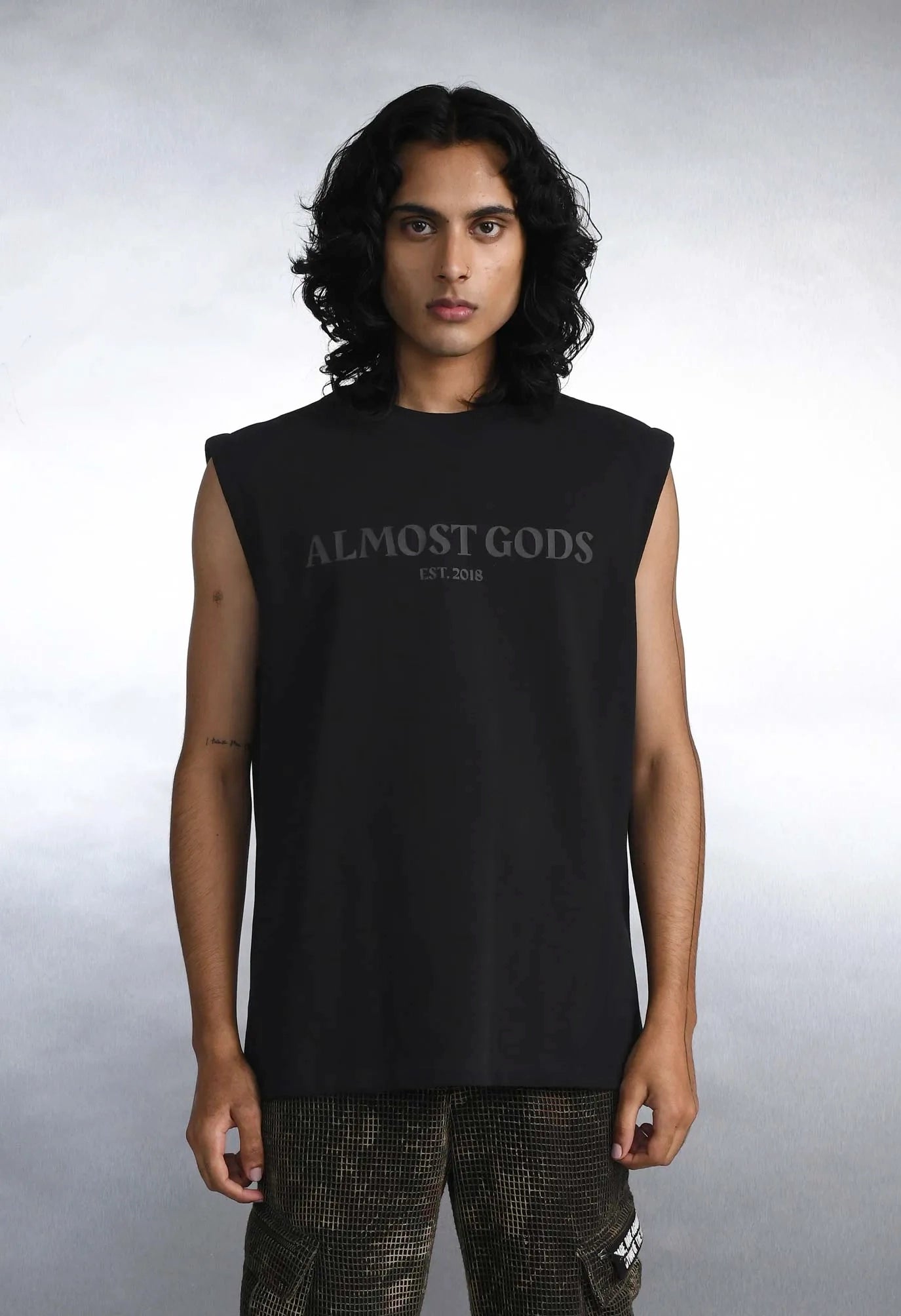 Almost Gods Est 2018 Sleeveless Tee In Black