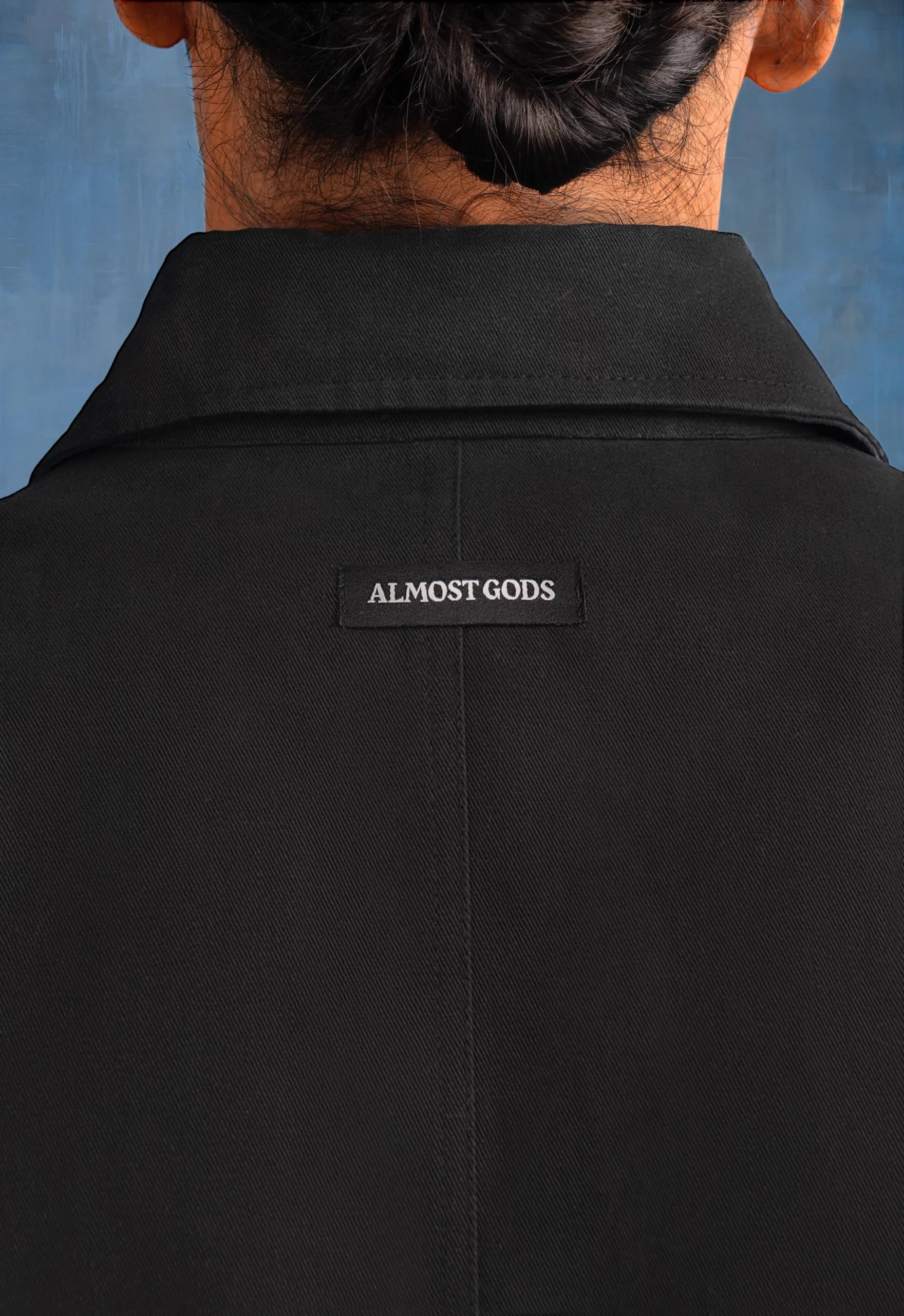 Constructed Artist Jacket In Black Cotton Twill